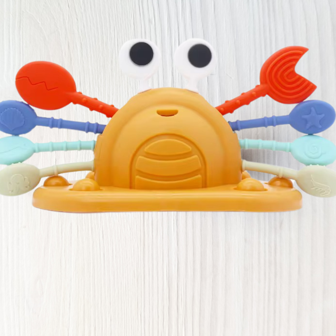 Jouet Sensoriel à Cordon En Forme De Crabe - Silicone Et ABS - 28x19 Cm - Pour Motricité Fine, Voyage, Exploration