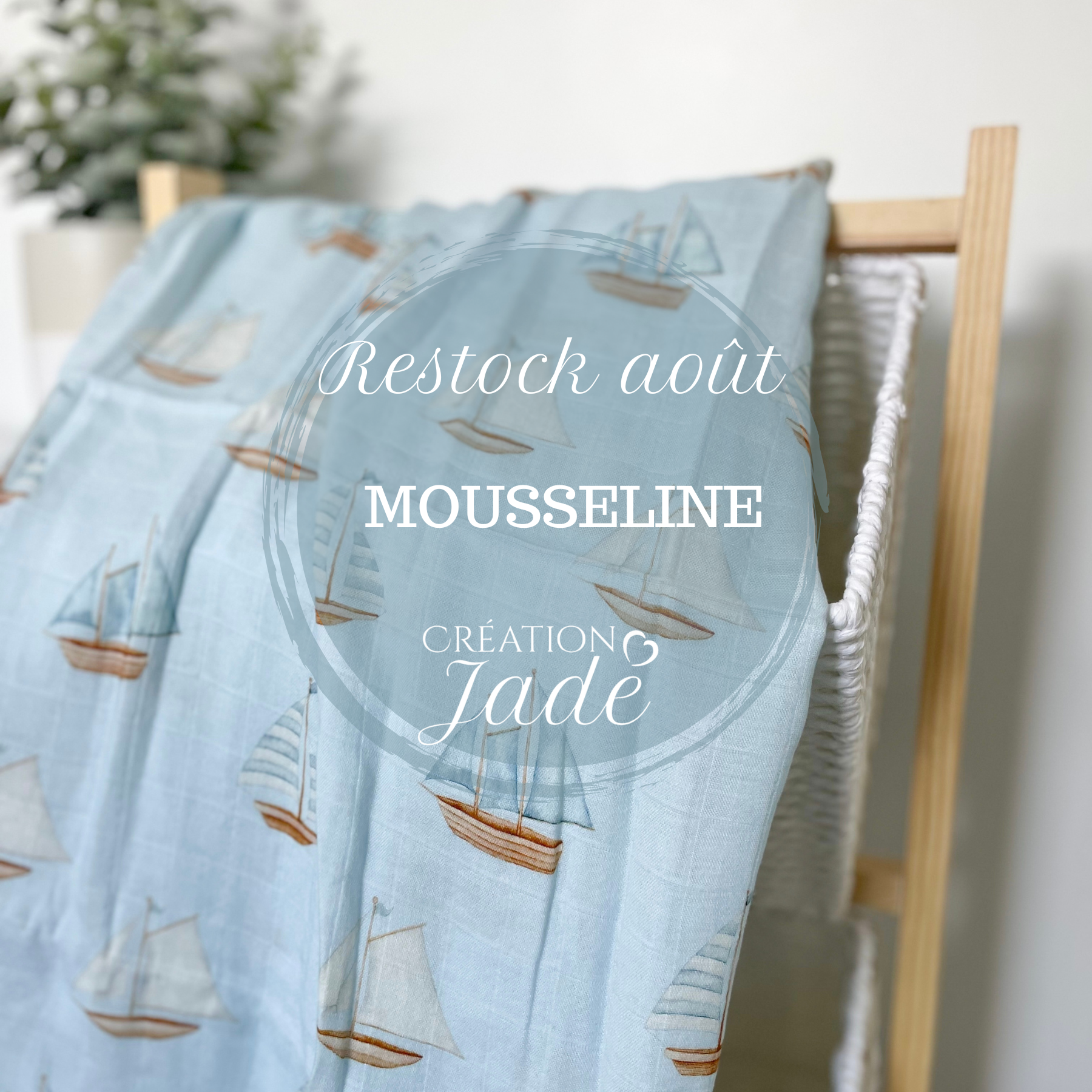Mousseline Création Jade - bambou & coton - Vogue petit navire