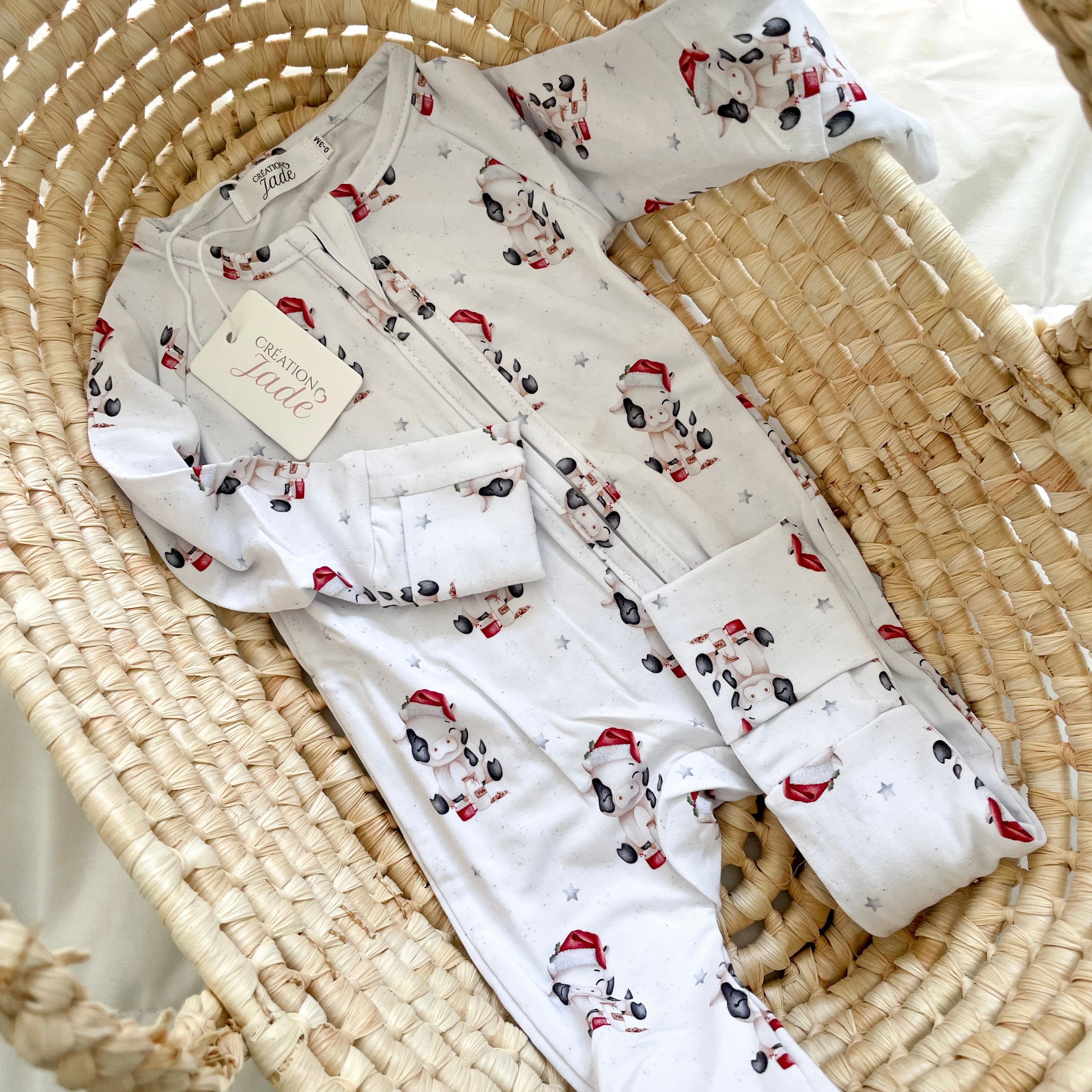 Pyjama bambou - Bébé - Noël - Vache de Noël