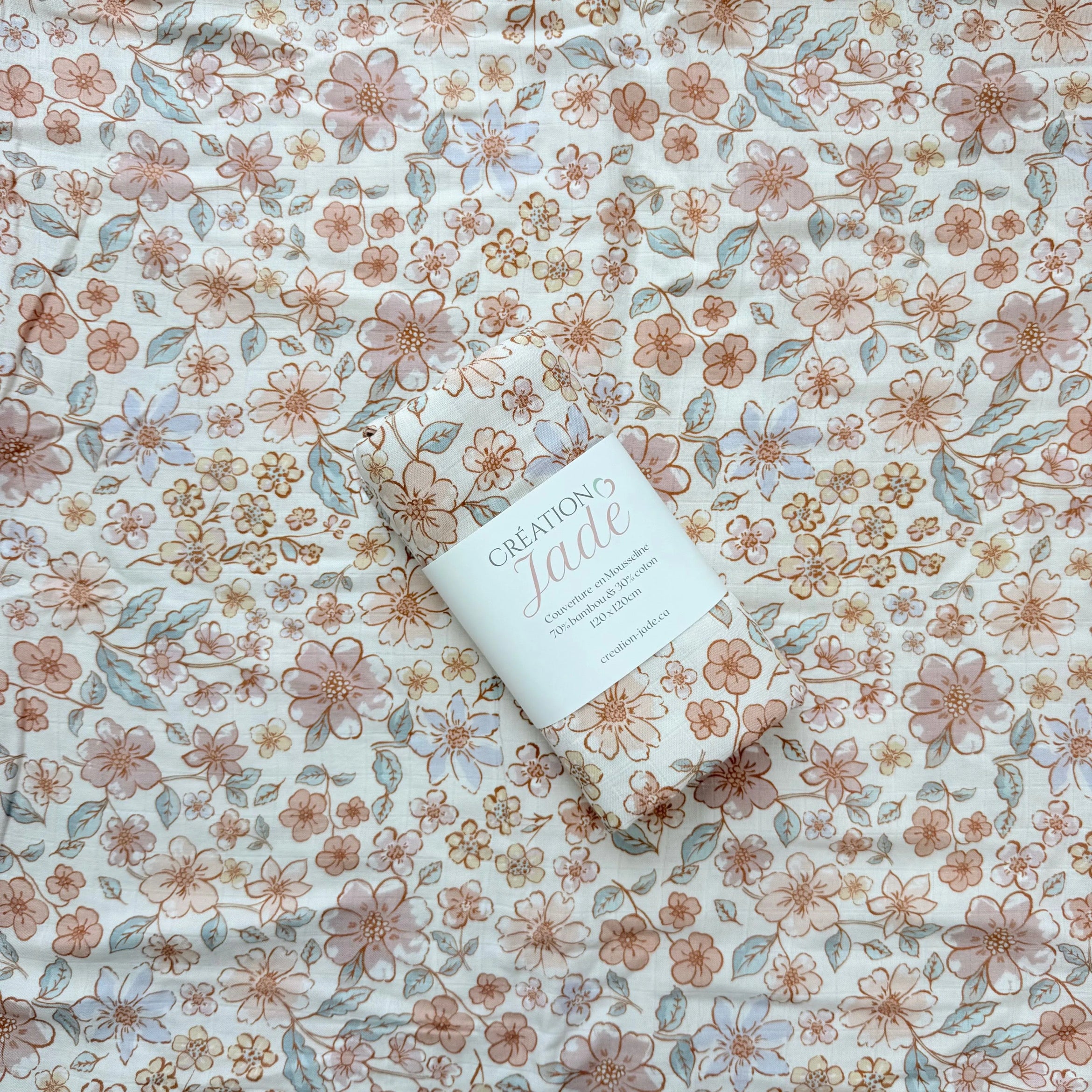 Mousseline Création Jade - bambou & coton - Fleurs - May
