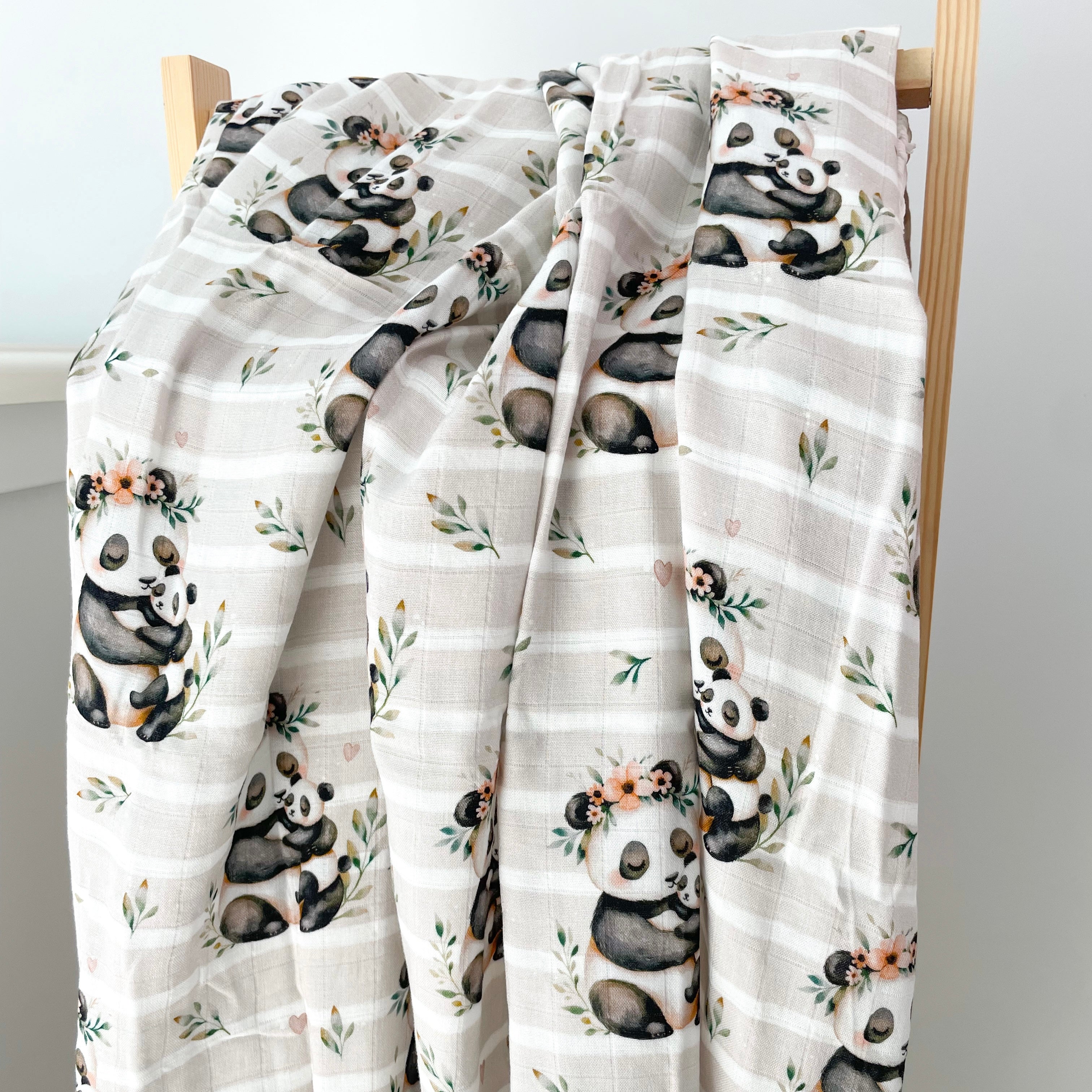 Mousseline Création Jade - bambou & coton - Maman et bébé panda