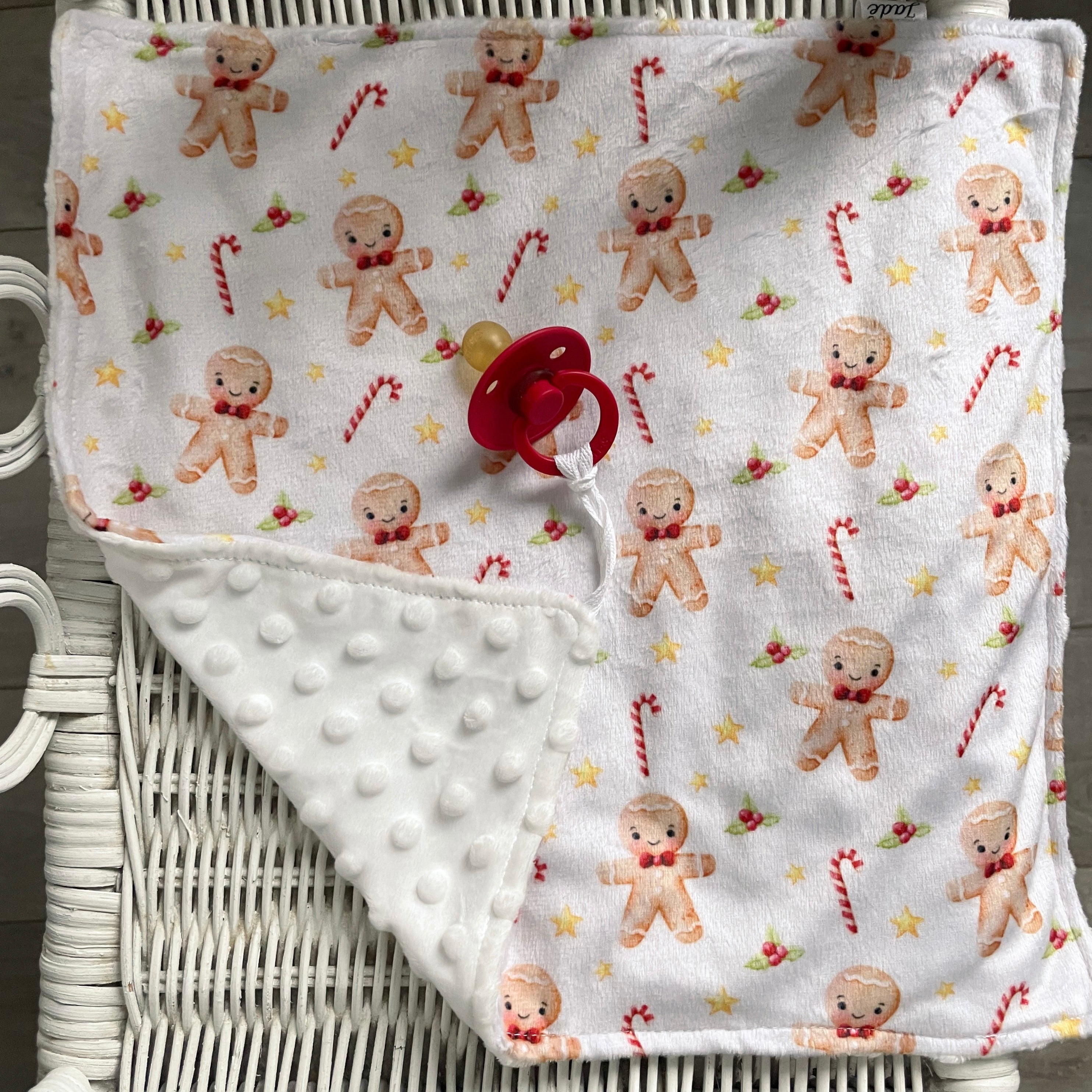 Mini doudou minky réconfort - Noël - Bonhomme pain d’épice