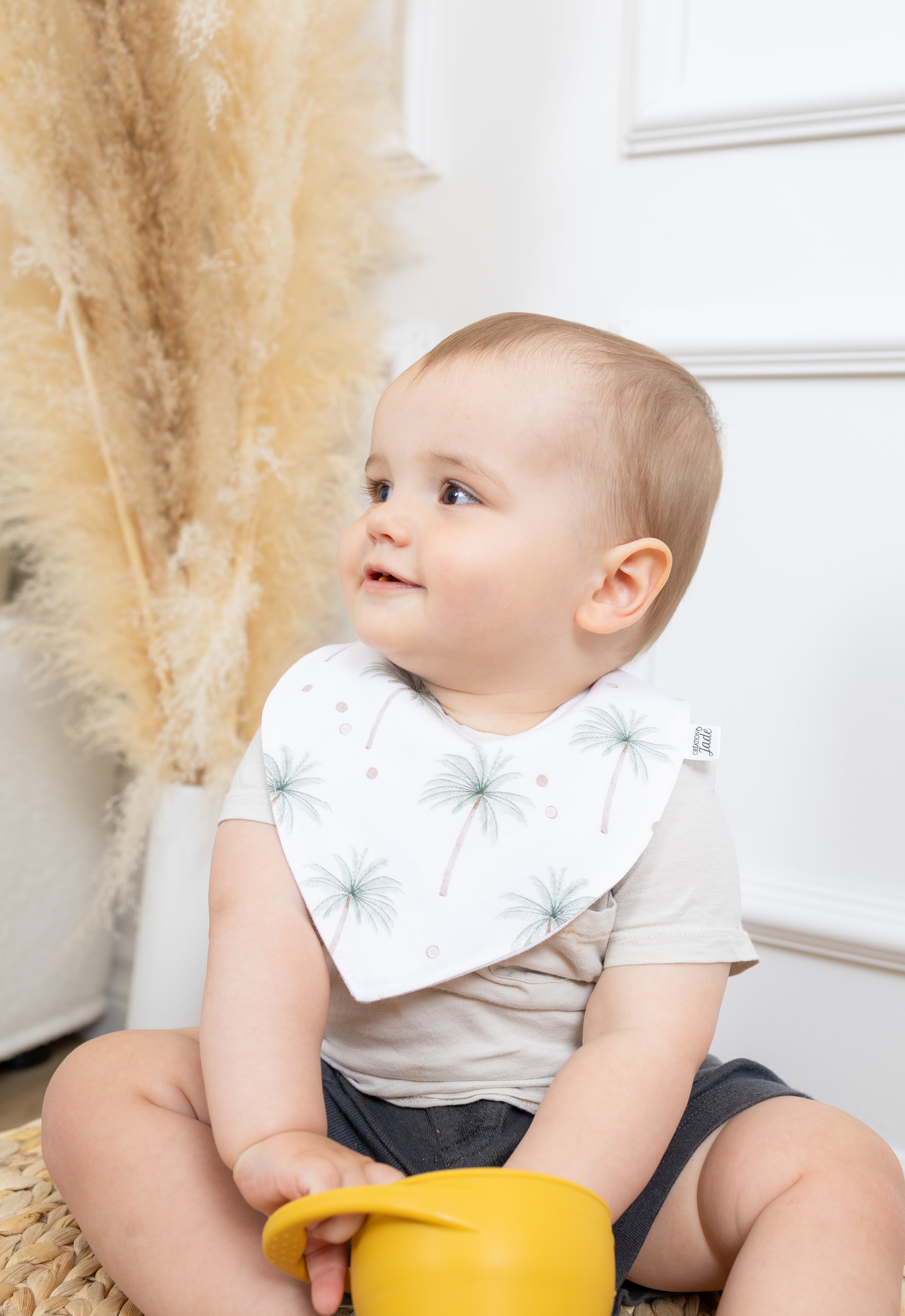 NOUVEAUTÉ - Bavoir Création Jade - Col en u - Palmier