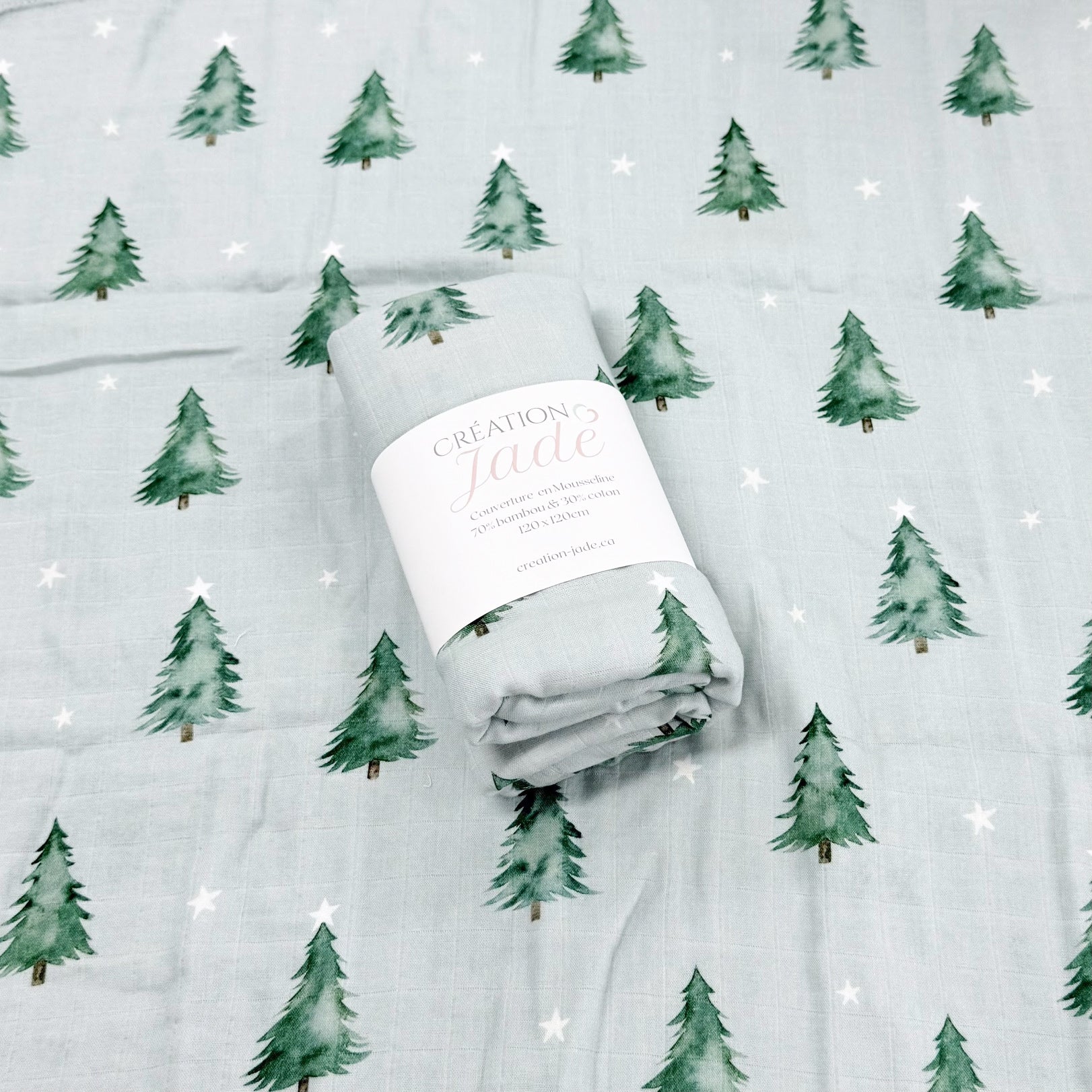 Mousseline Création Jade - bambou & coton - Noël - Mon beau Sapin