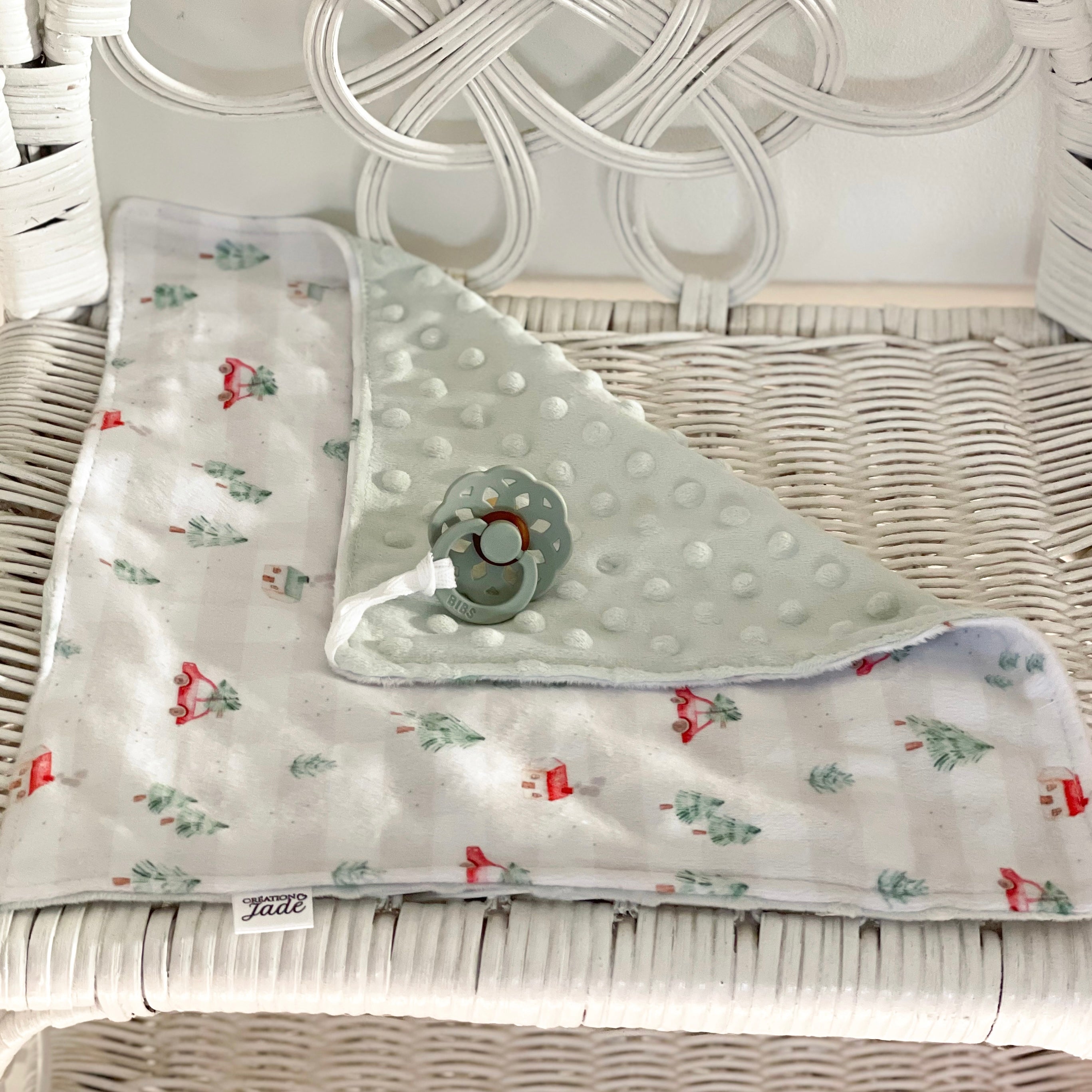 Mini doudou minky réconfort - Noël - Cueillette de Sapin