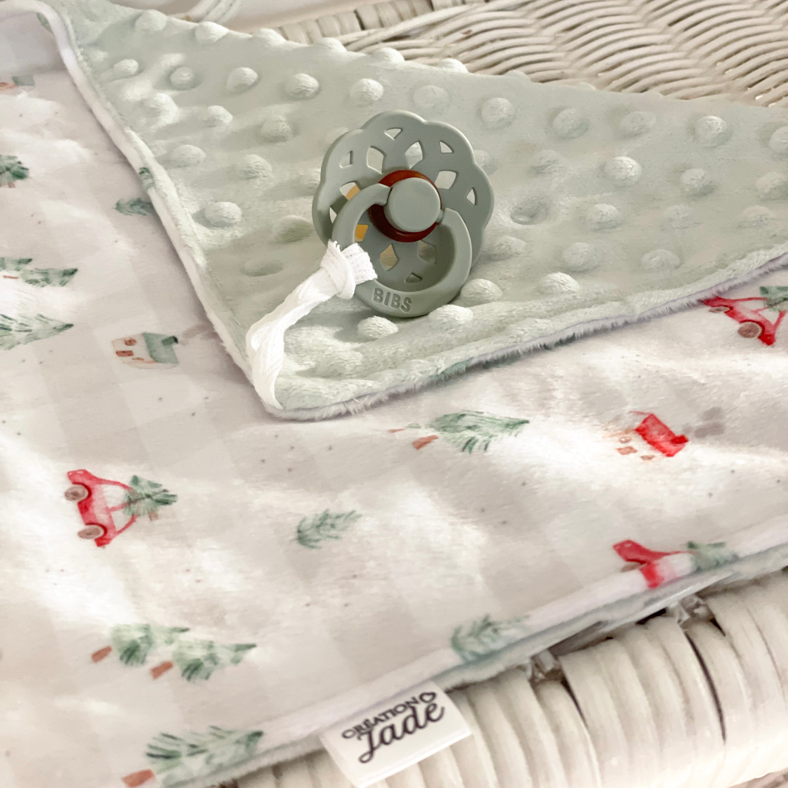 Mini doudou minky réconfort - Noël - Cueillette de Sapin