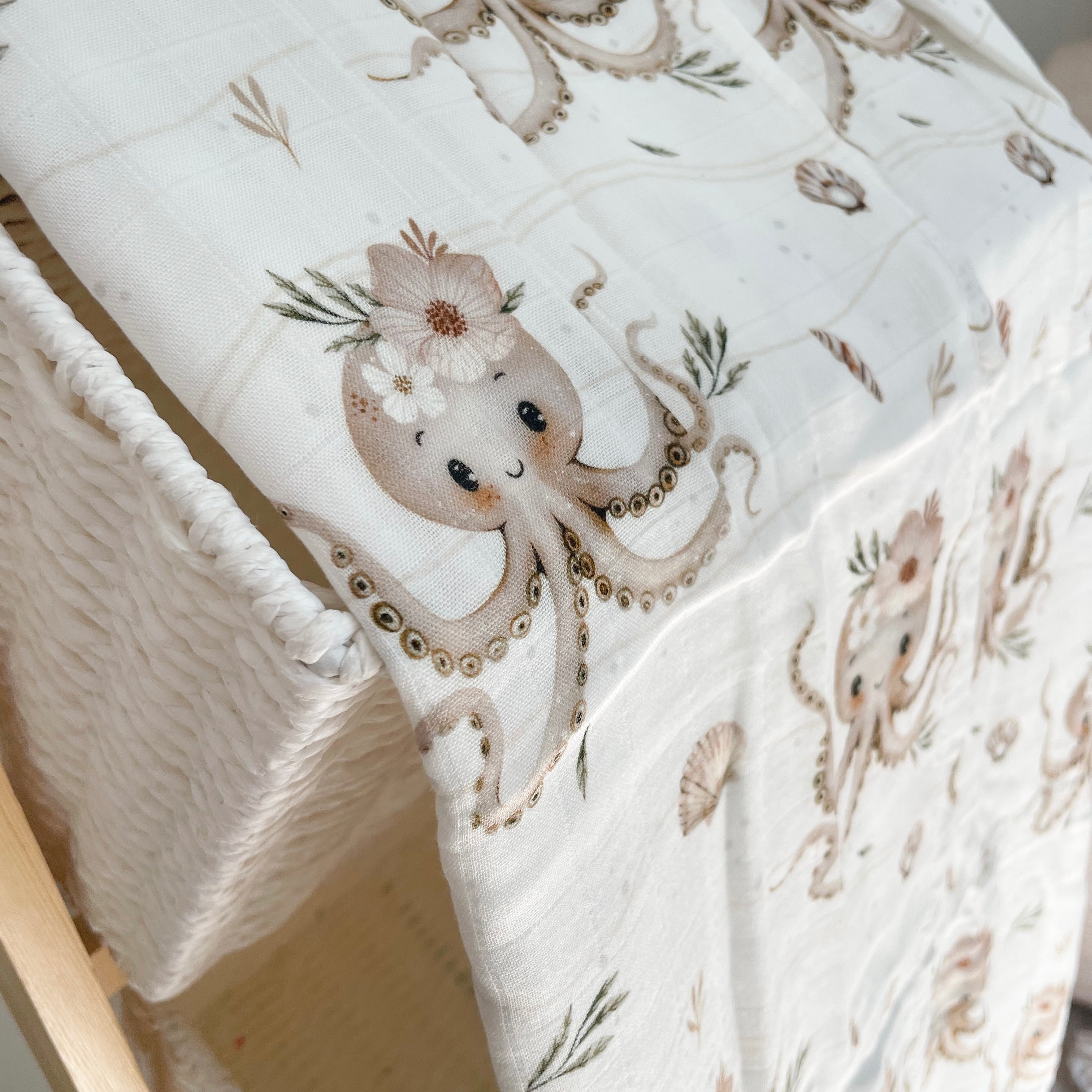 Mousseline Création Jade - bambou & coton - Pénéloppe la pieuvre