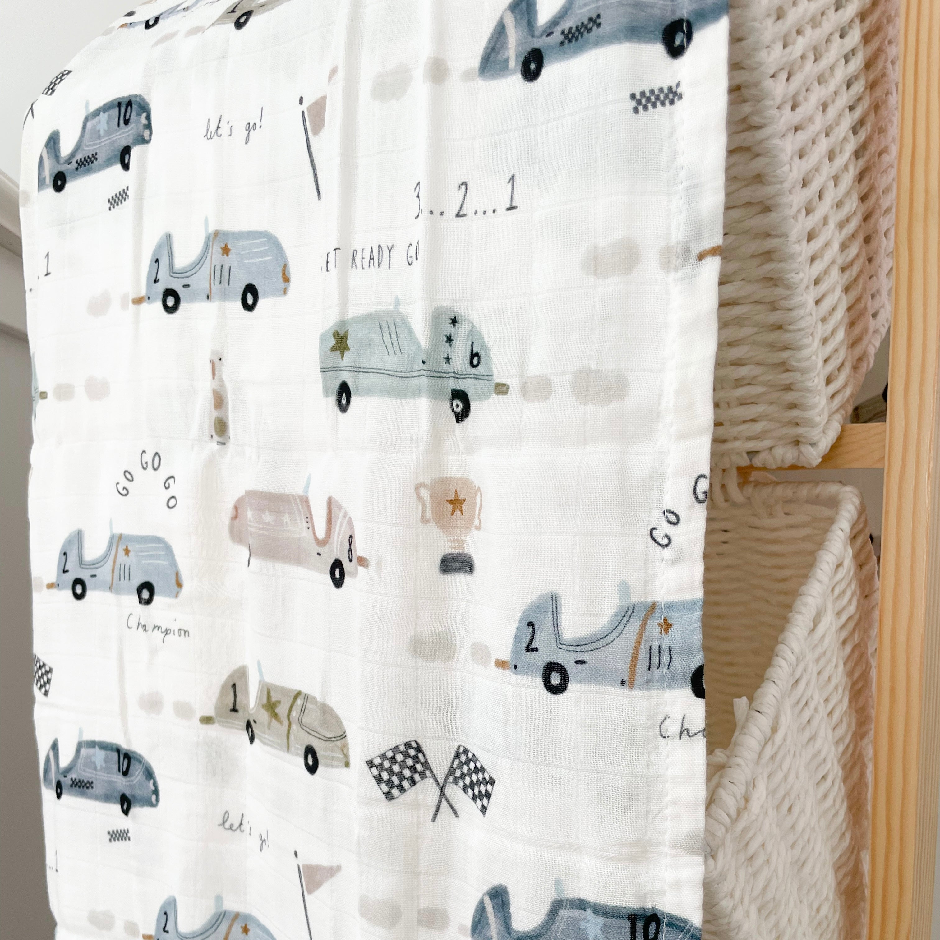 Mousseline Création Jade - bambou & coton - Lewis le pilote de course