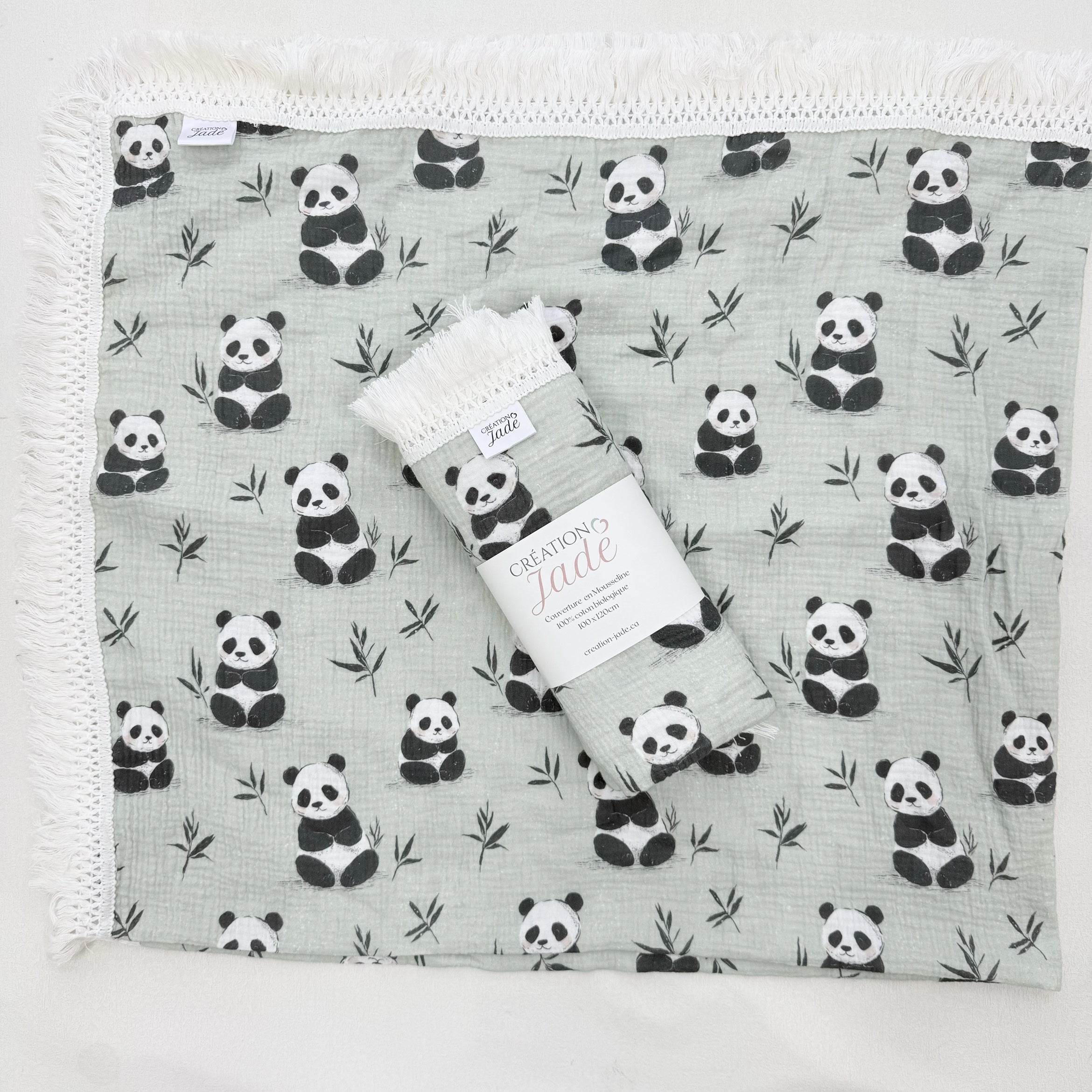 Mousseline Création Jade - Coton biologique - Panda
