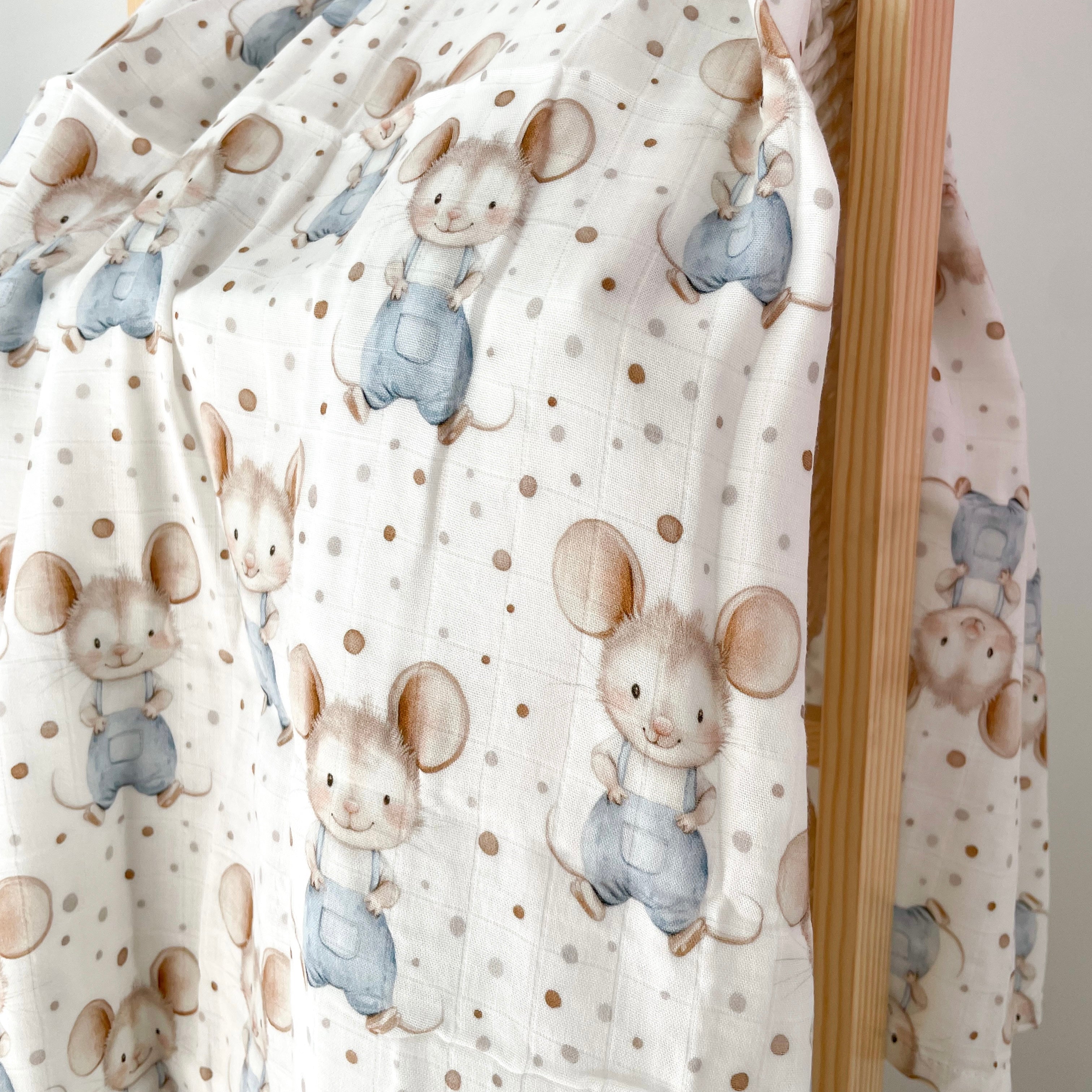 Mousseline Création Jade - bambou & coton - Gus Gus la souris