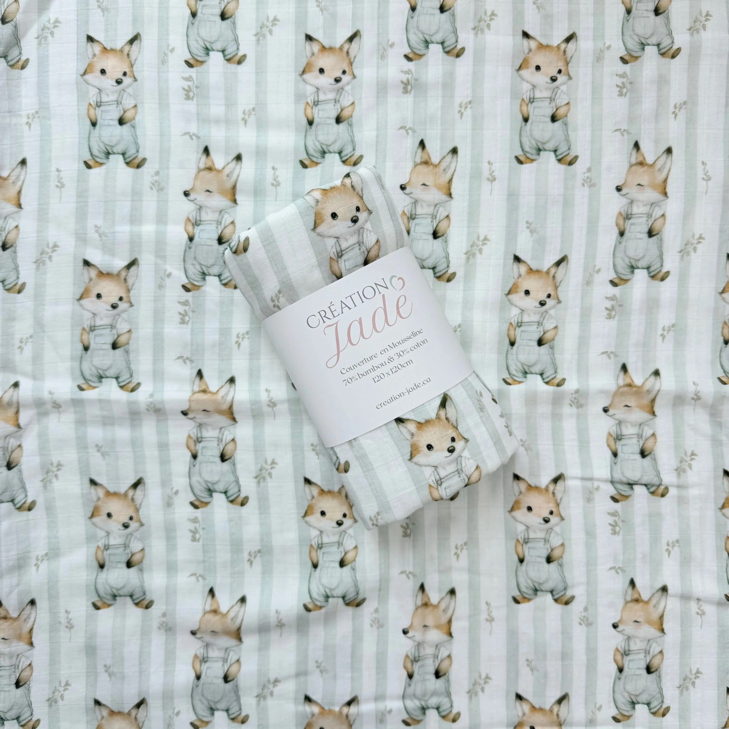 Mousseline Création Jade - bambou & coton - Renaldo le renard