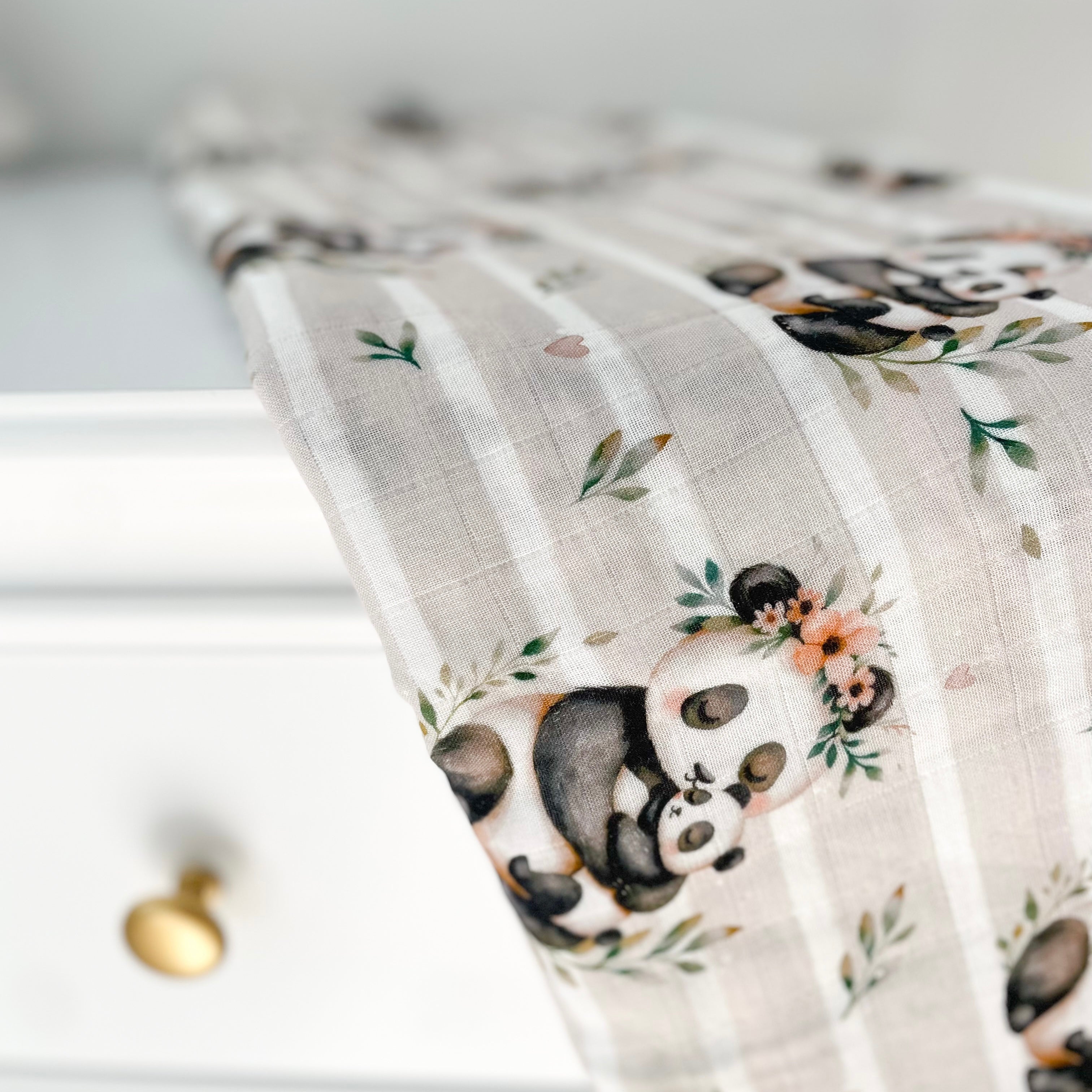 Mousseline Création Jade - bambou & coton - Maman et bébé panda