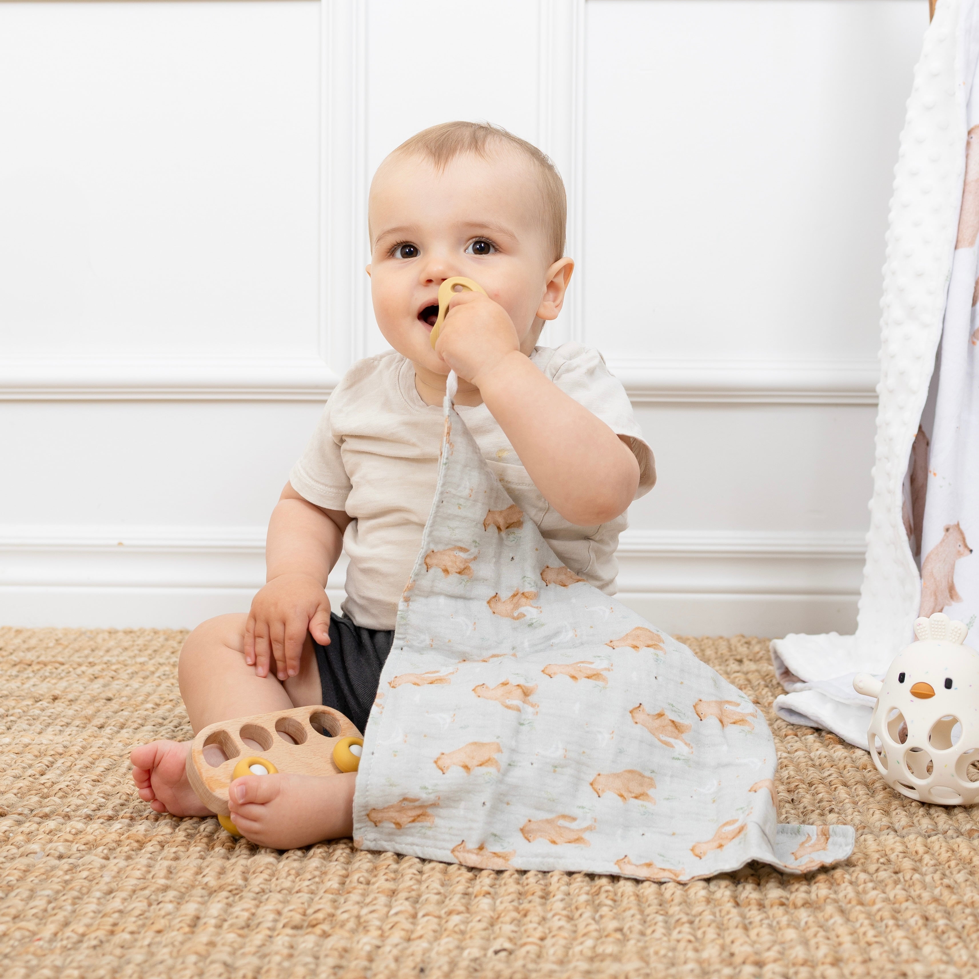 Mini mousseline réconfort - Coton biologique - Ours et oies