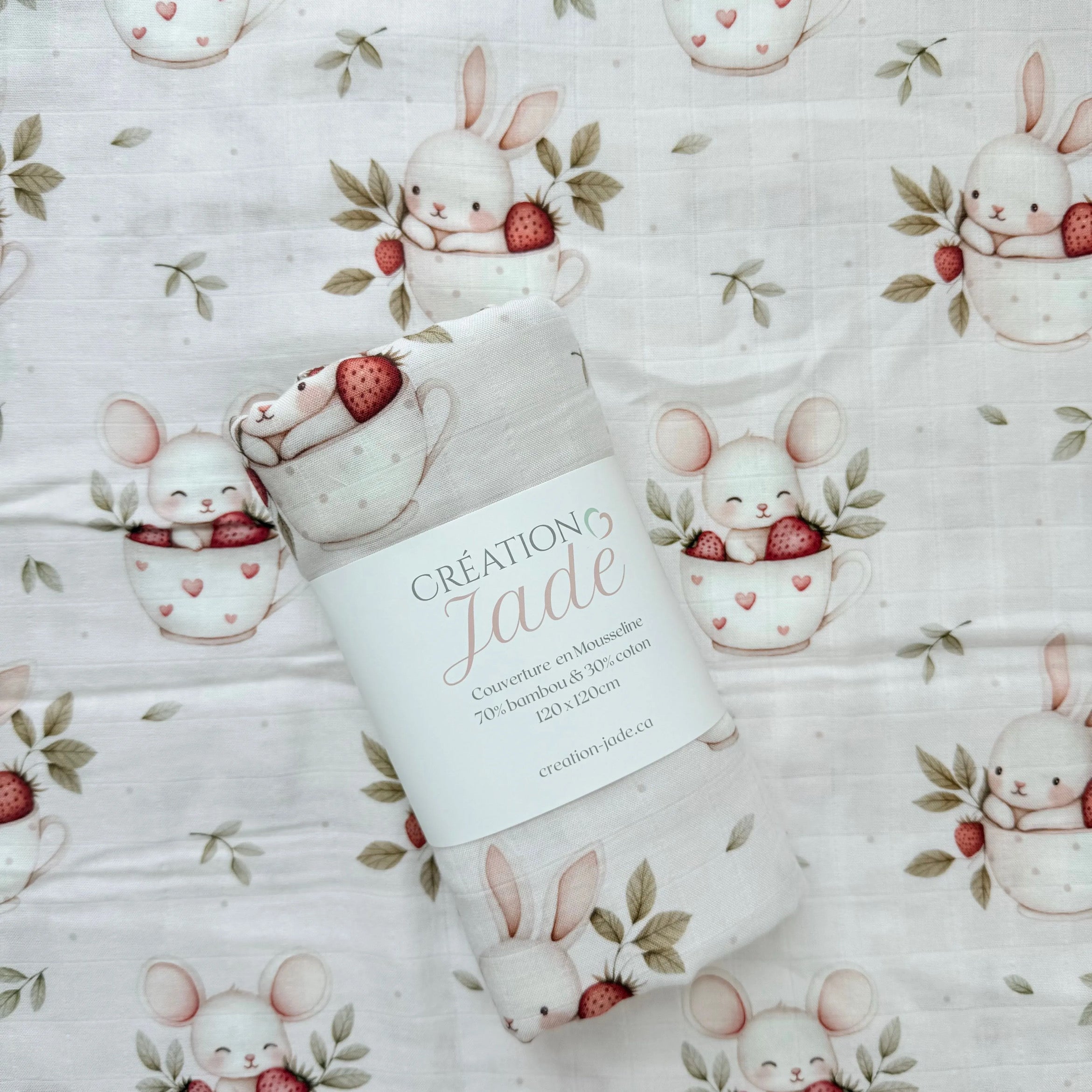 Mousseline Création Jade - bambou & coton - Lydia la lapine gourmande