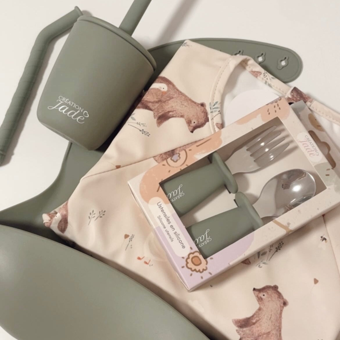 SOLDE - Bavettes manches longues à poche basse  - Ours et petite oie