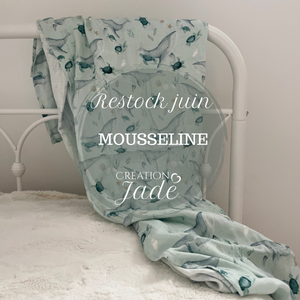 PRÉCOMMANDE JUIN - Mousseline Création Jade - bambou & coton - Baleines