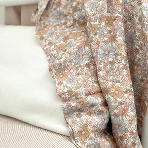 Mousseline Création Jade - bambou & coton - Fleurs rétro lilas