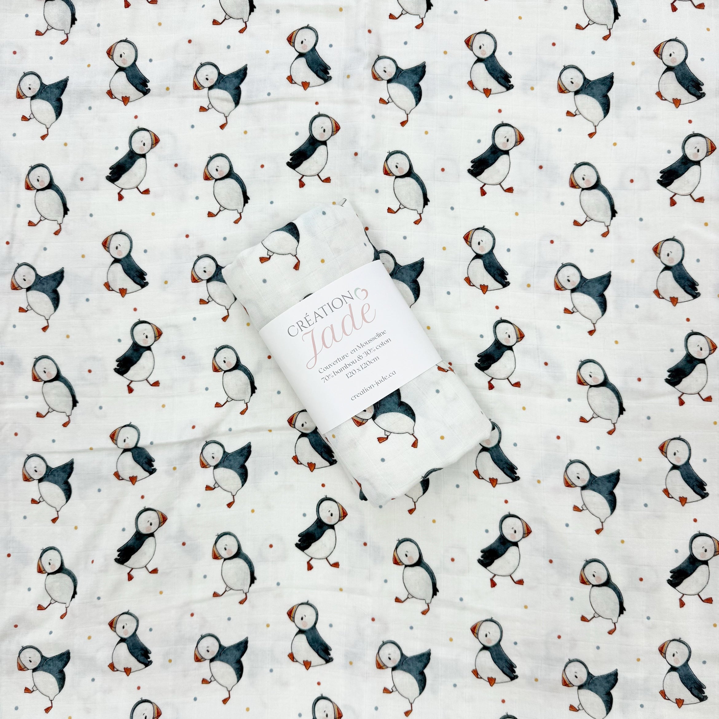 Mousseline Création Jade - bambou & coton - Macareux