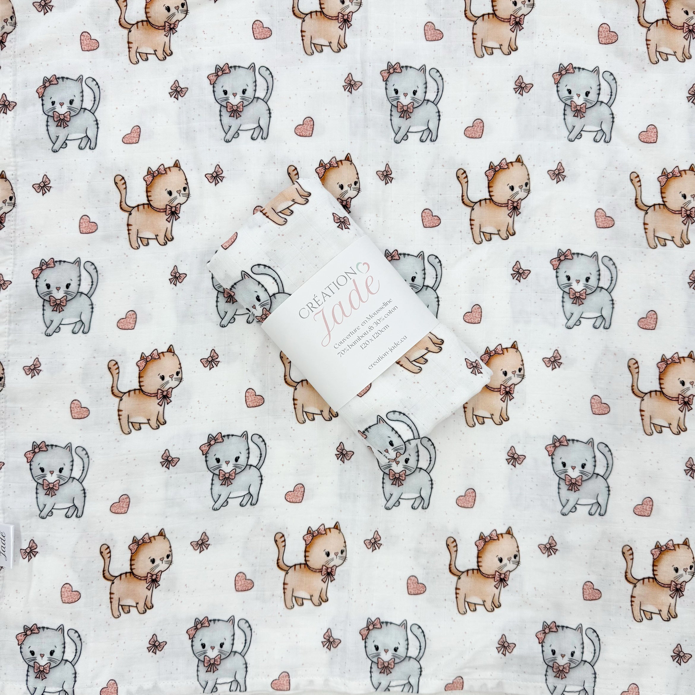 ( Restock décembre ) Mousseline Création Jade - bambou & coton - Chatons