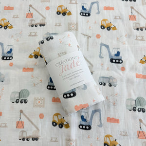 Mousseline Création Jade - bambou & coton - Camions