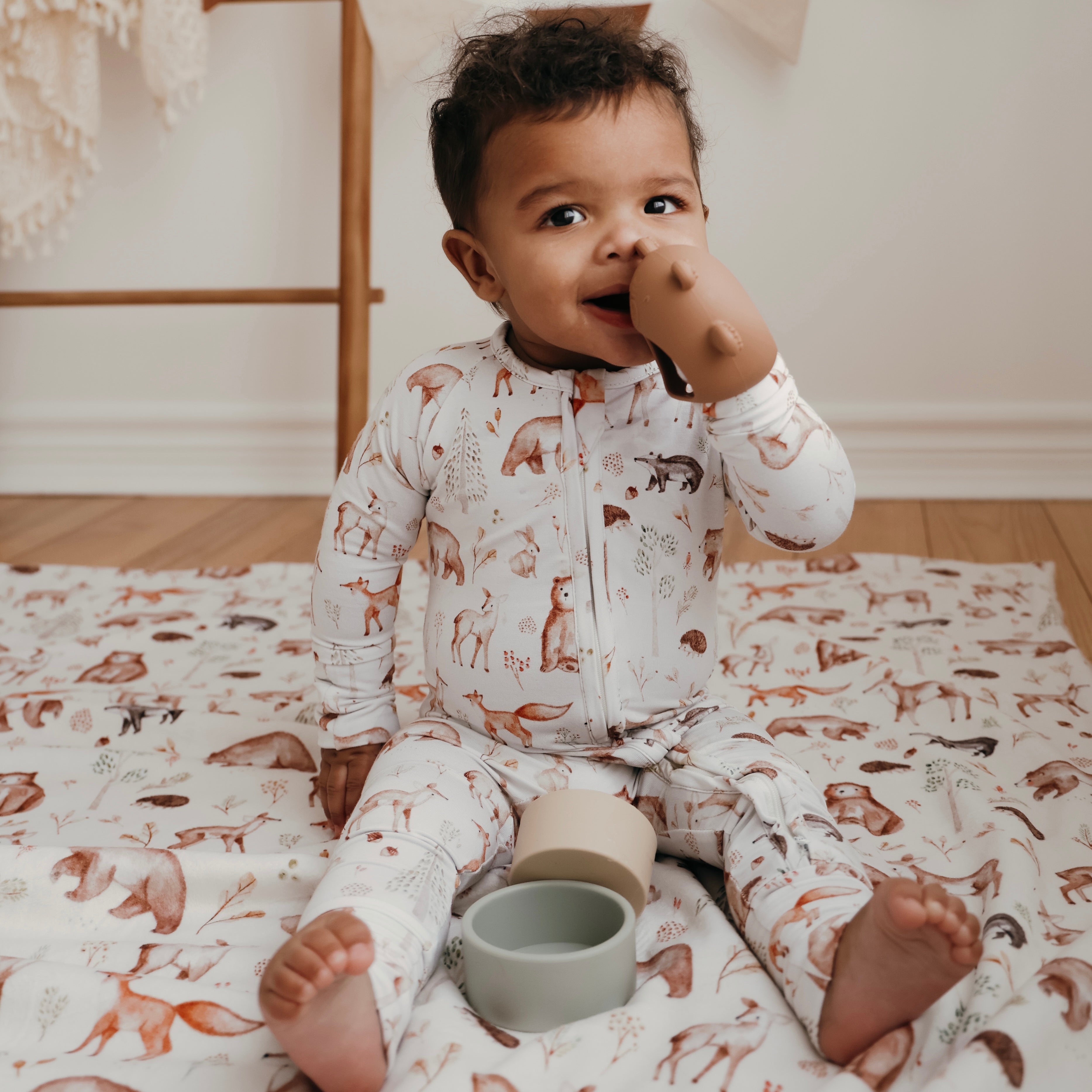 Pyjama pour bébé - Une pièce - Ours et animaux de la forêt