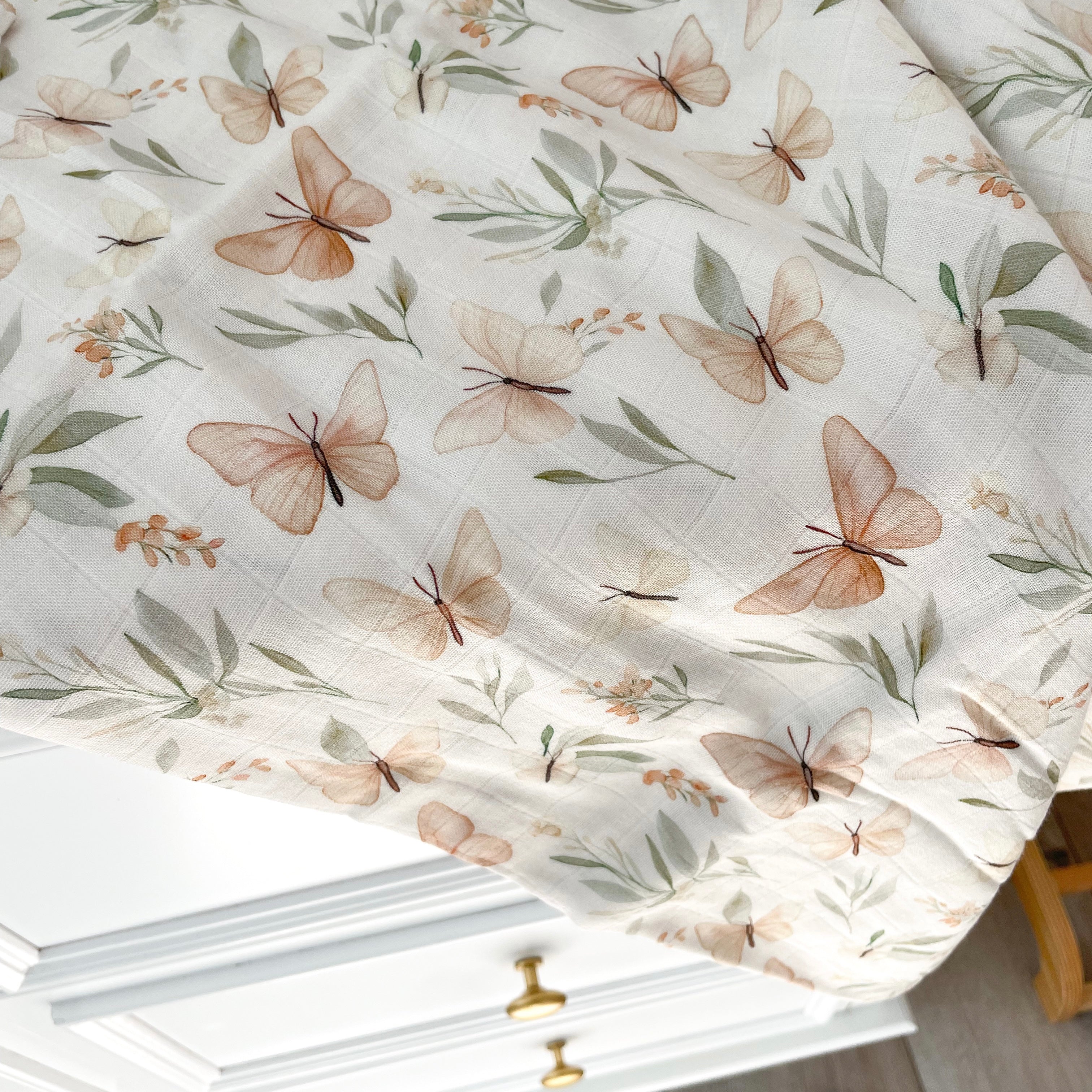 Mousseline Création Jade - bambou & coton - Papillons