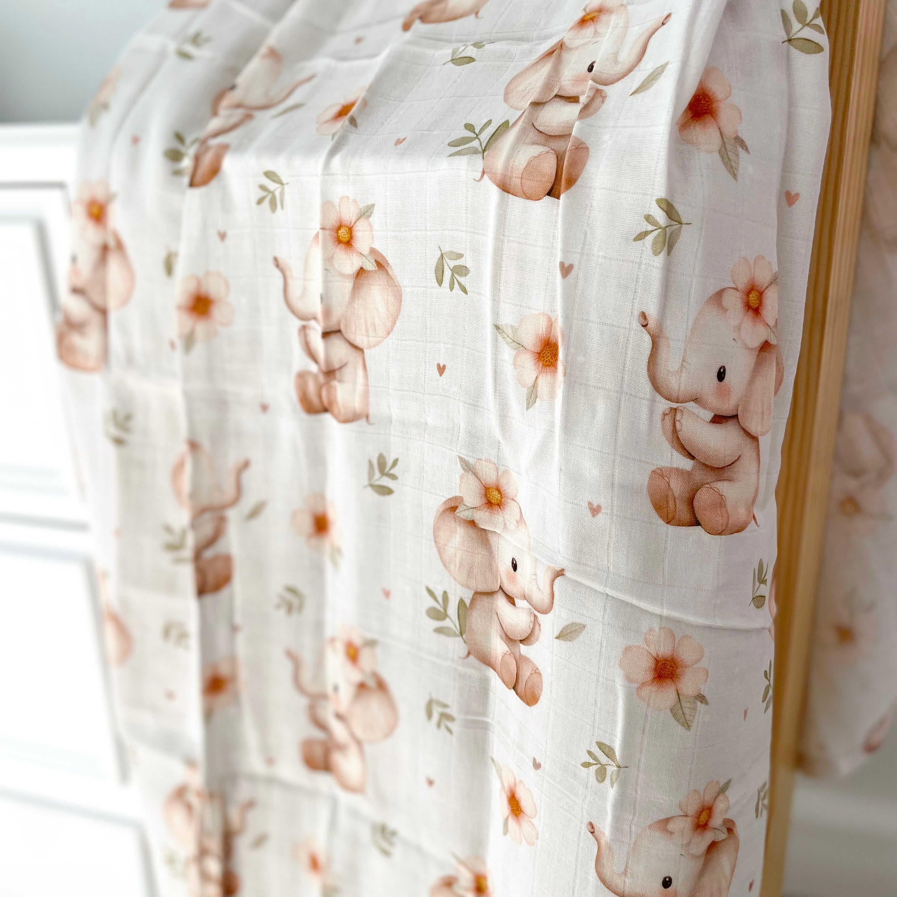 Mousseline Création Jade - bambou & coton - Emma l'éléphant