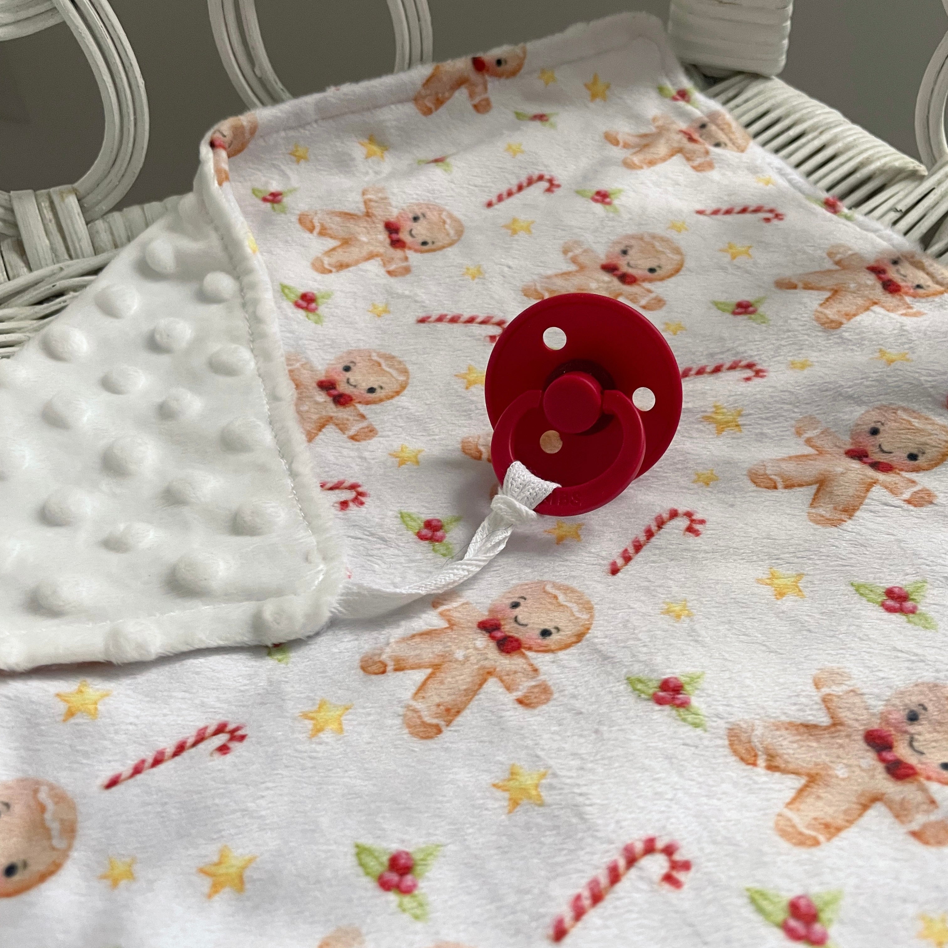 Mini doudou minky réconfort - Noël - Bonhomme pain d’épice