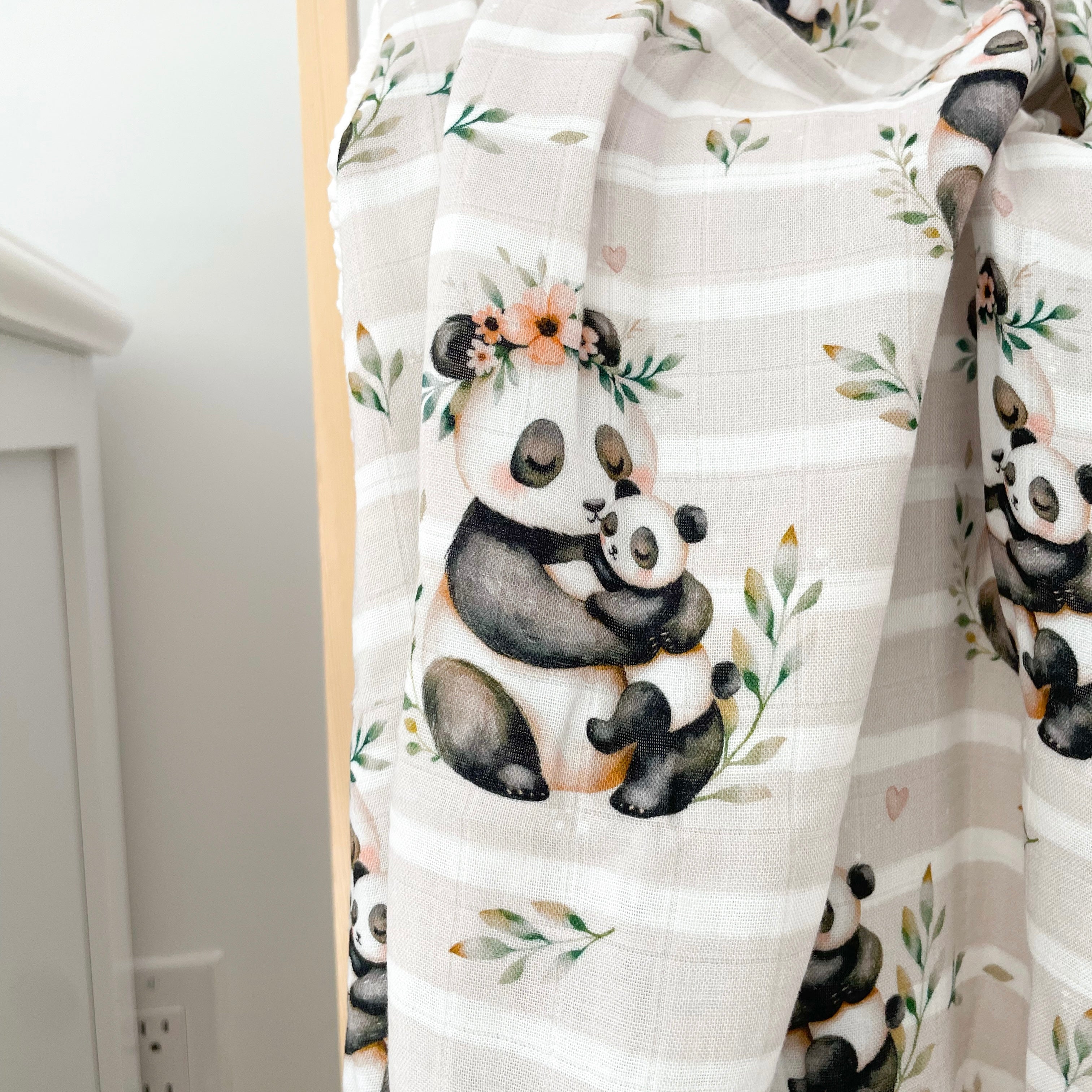 Mousseline Création Jade - bambou & coton - Maman et bébé panda