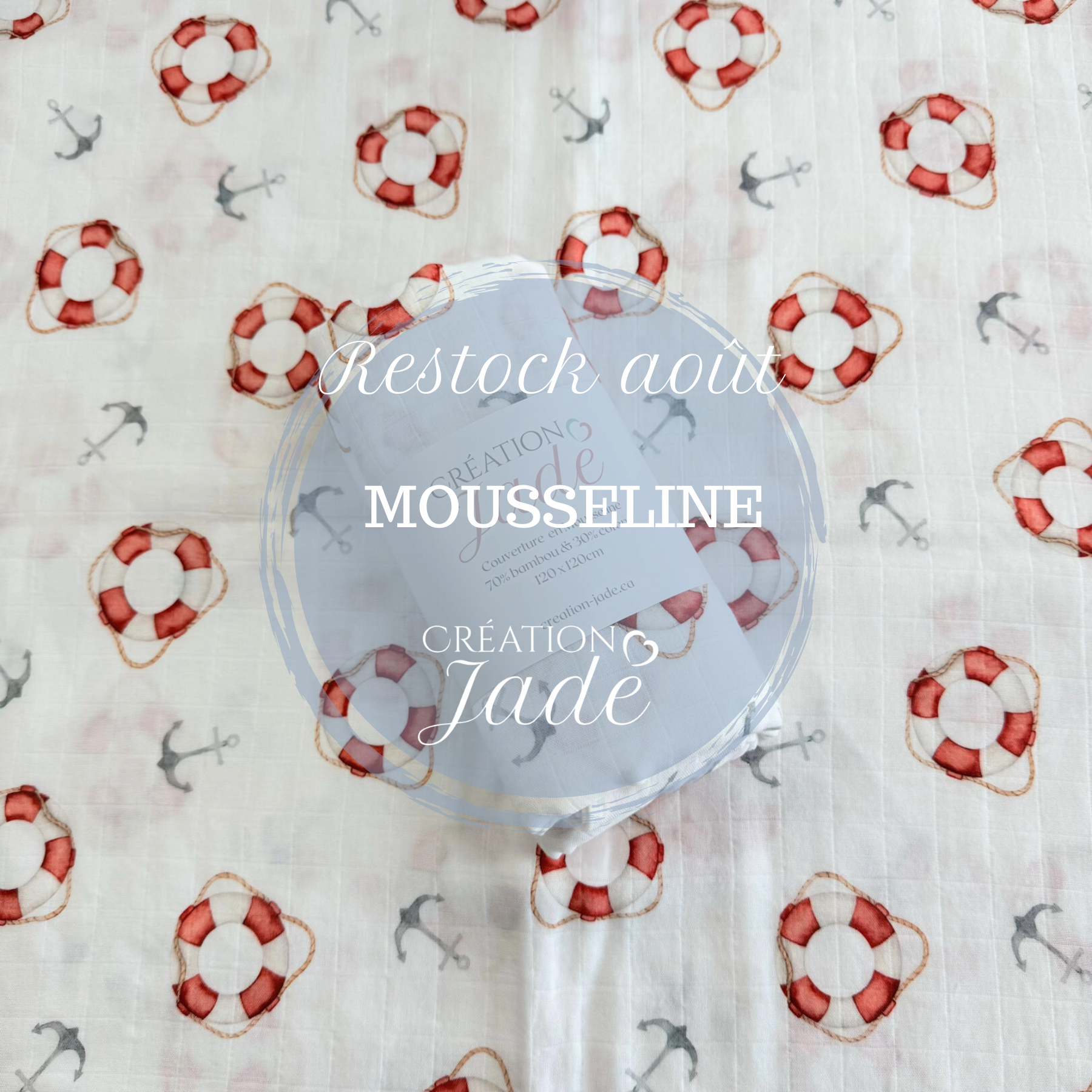 Mousseline Création Jade - bambou & coton - Ohé matelot