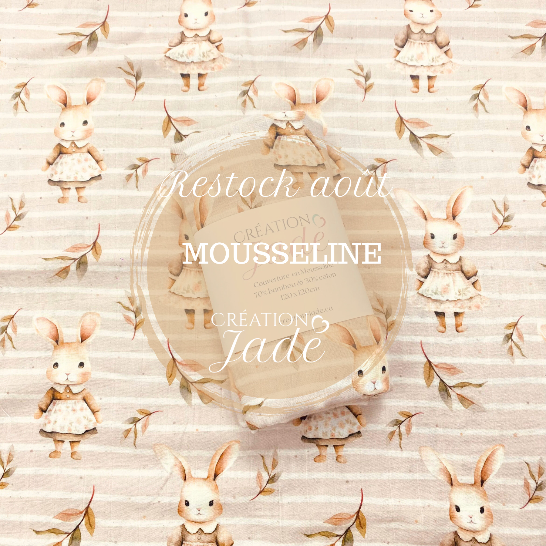 Mousseline Création Jade - bambou & coton - Madame Lapin