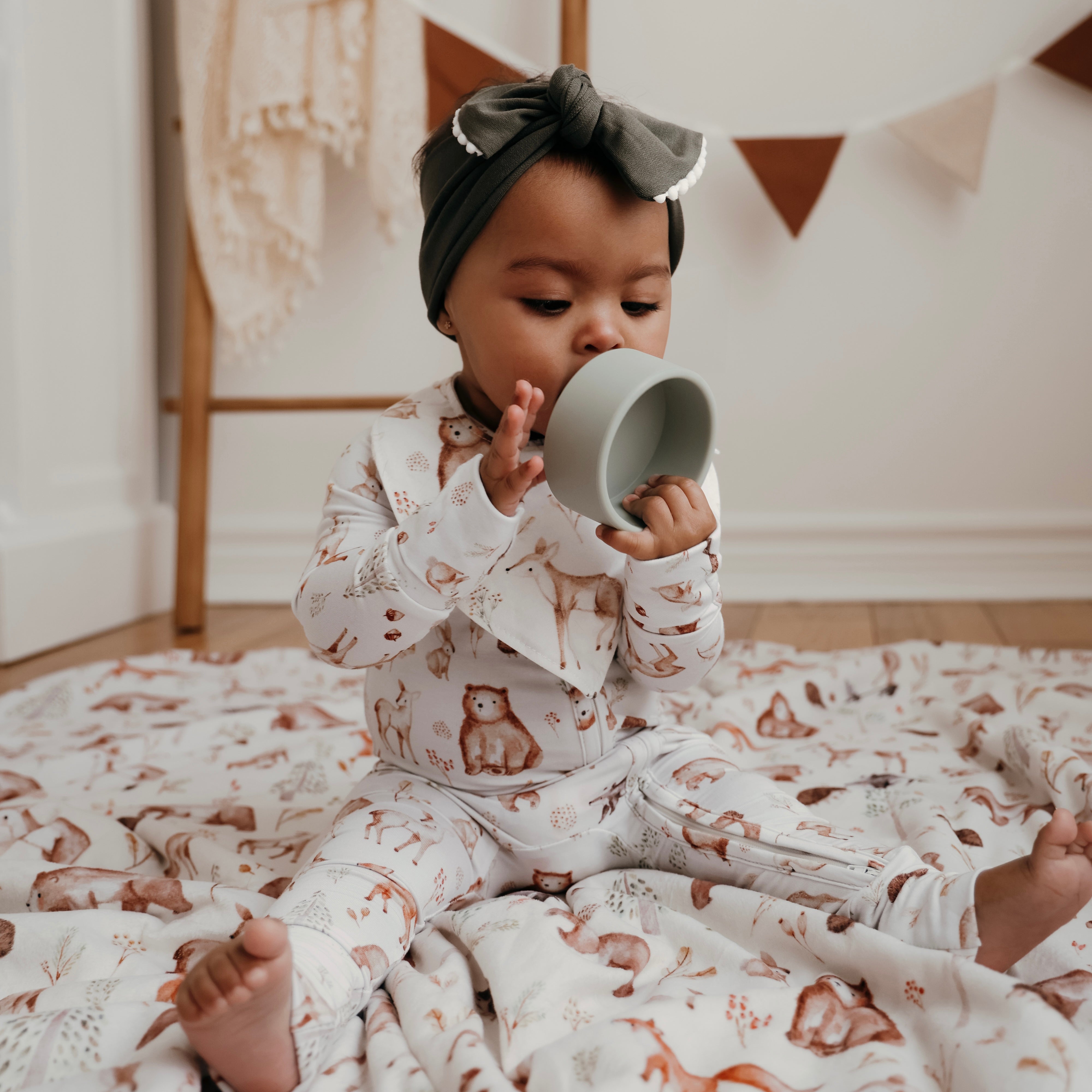 Pyjama pour bébé - Une pièce - Ours et animaux de la forêt