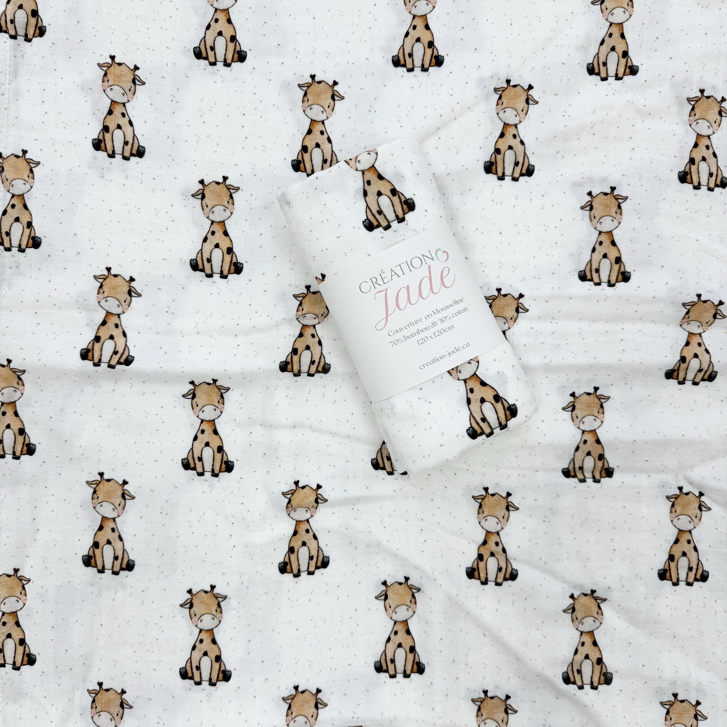 Mousseline Création Jade - Bambou & coton -Girafe