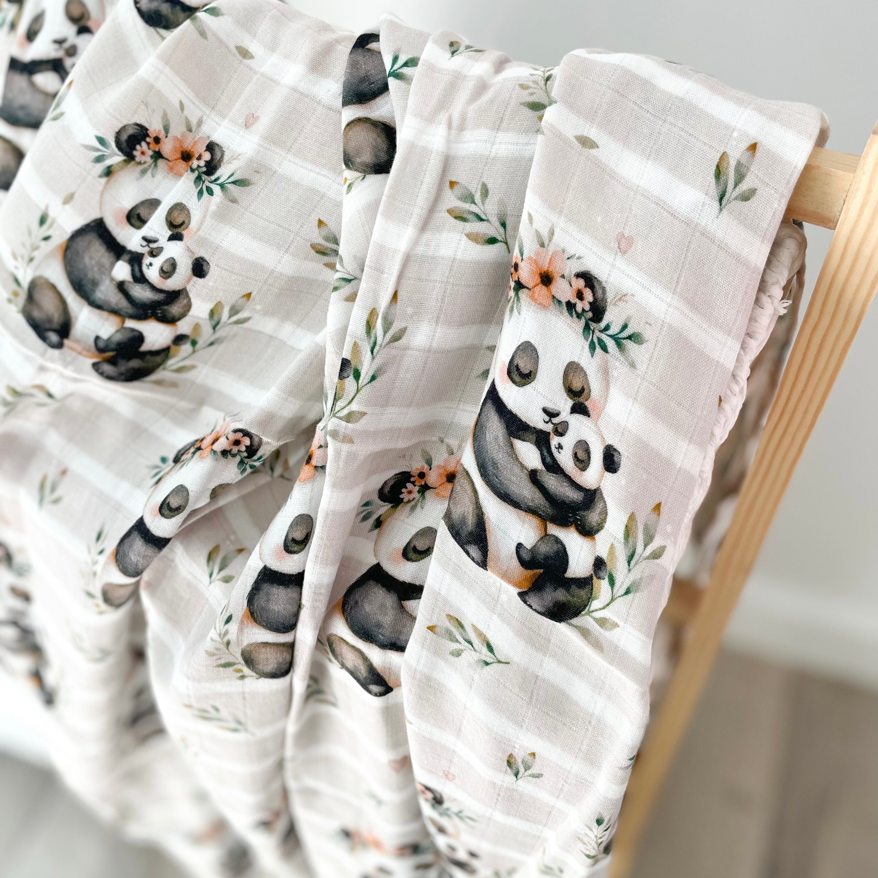 Mousseline Création Jade - bambou & coton - Maman et bébé panda