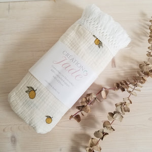 Couvertures avec franges - 100% coton biologique - Citrons