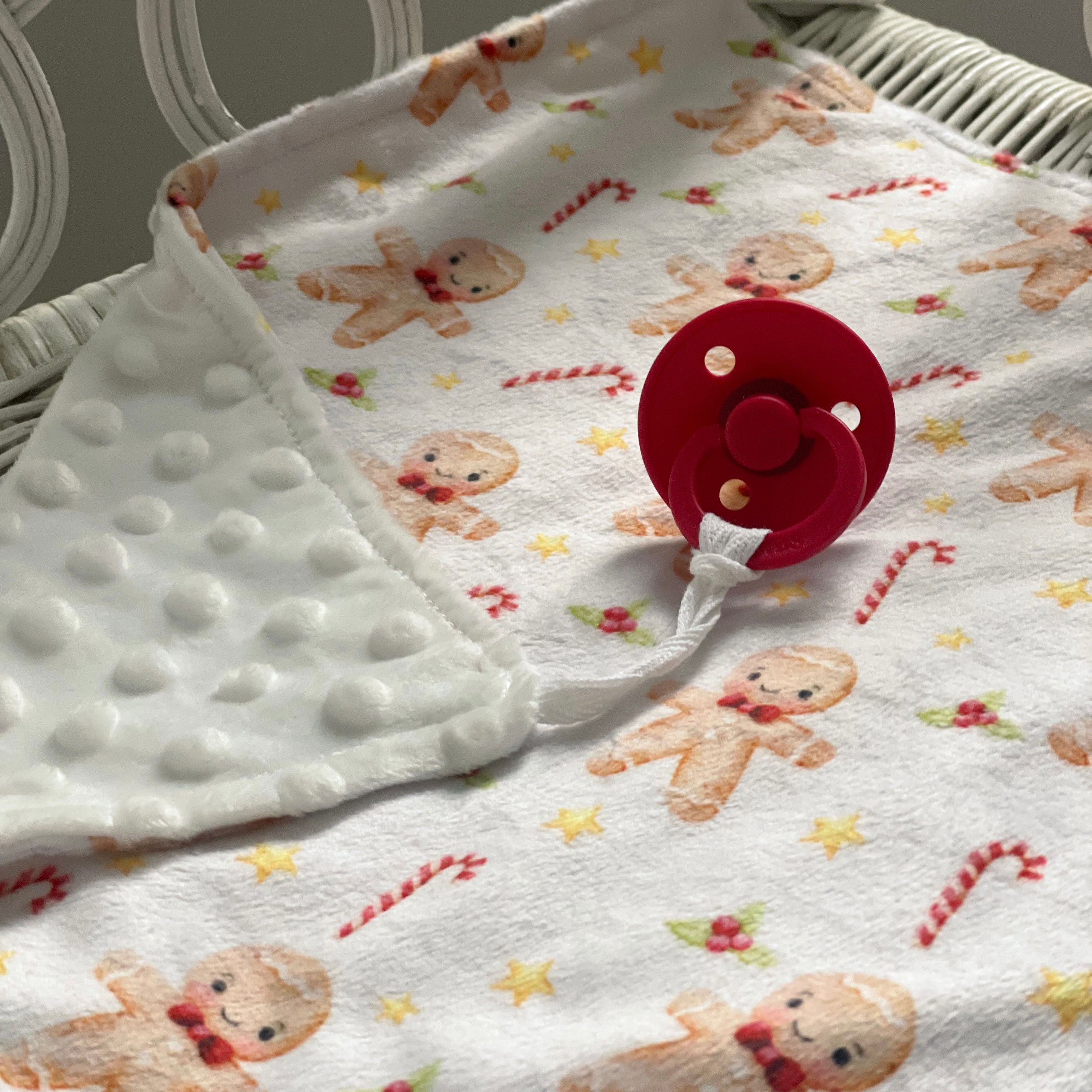 Mini doudou minky réconfort - Noël - Bonhomme pain d’épice