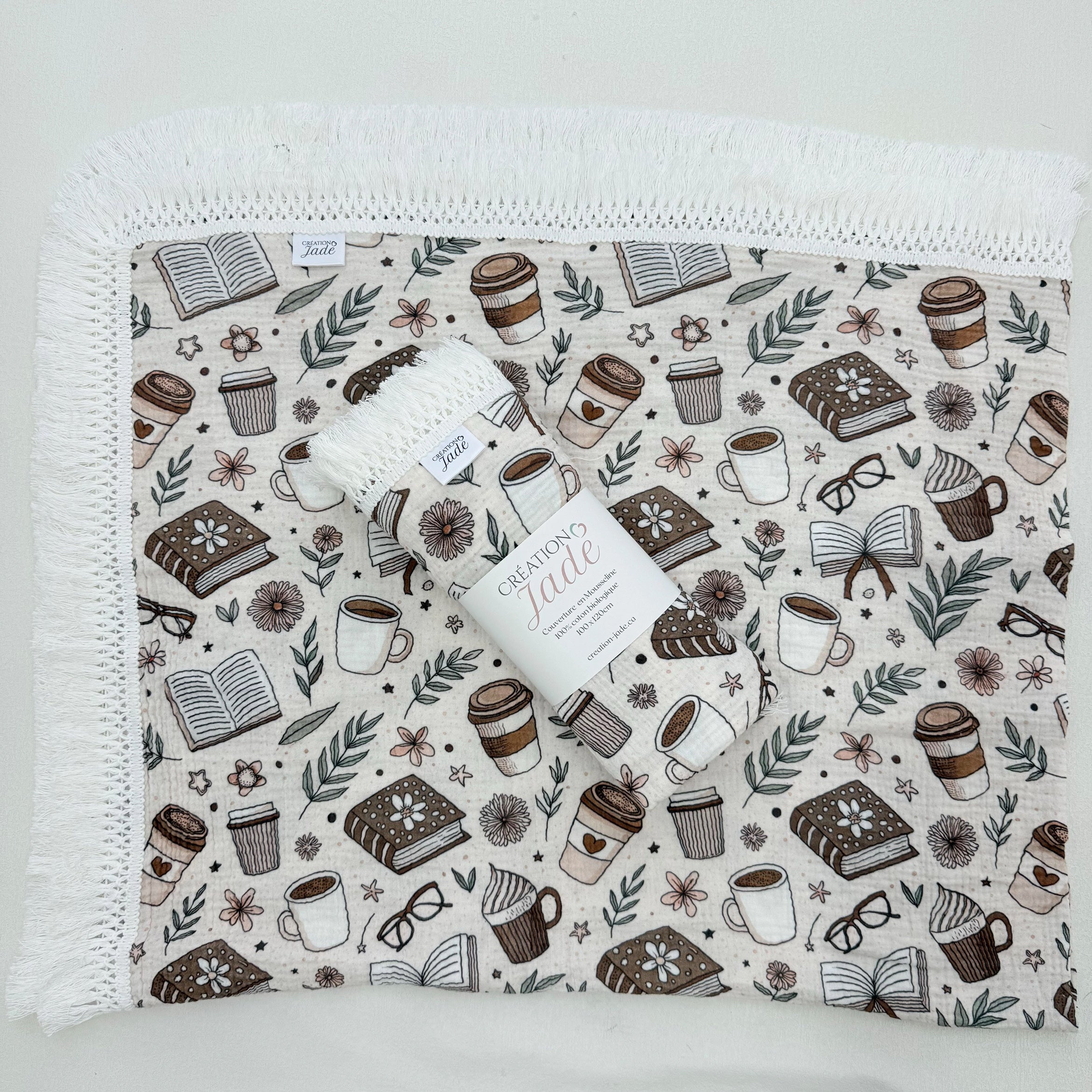 Mousseline Création Jade - Coton biologique - Lecture et cafés
