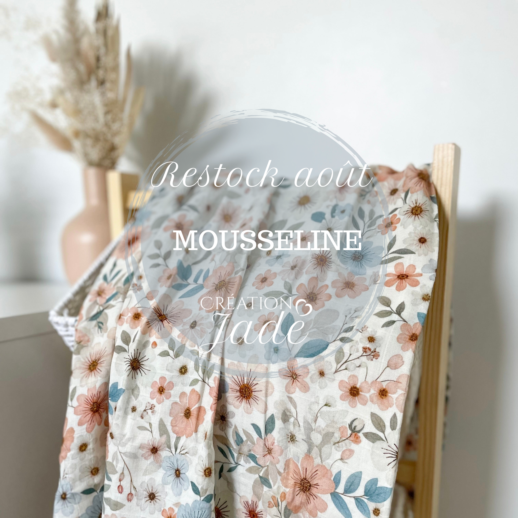 Mousseline Bambou Création Jade - Fleurs - Esmée