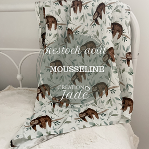 Mousseline Création Jade - bambou & coton - Paresseux