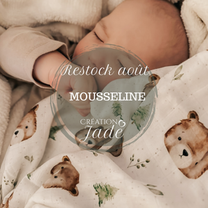 PRÉCOMMANDE août - Mousseline Création Jade - bambou & coton - Ours