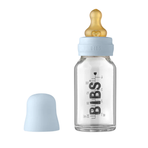 BIBS Biberon en verre - Ensemble complet Latex 110 ml - Baby blue