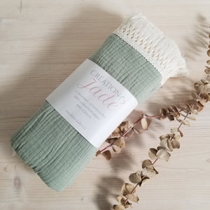Mousselines avec franges - 100% coton biologique - Menthe