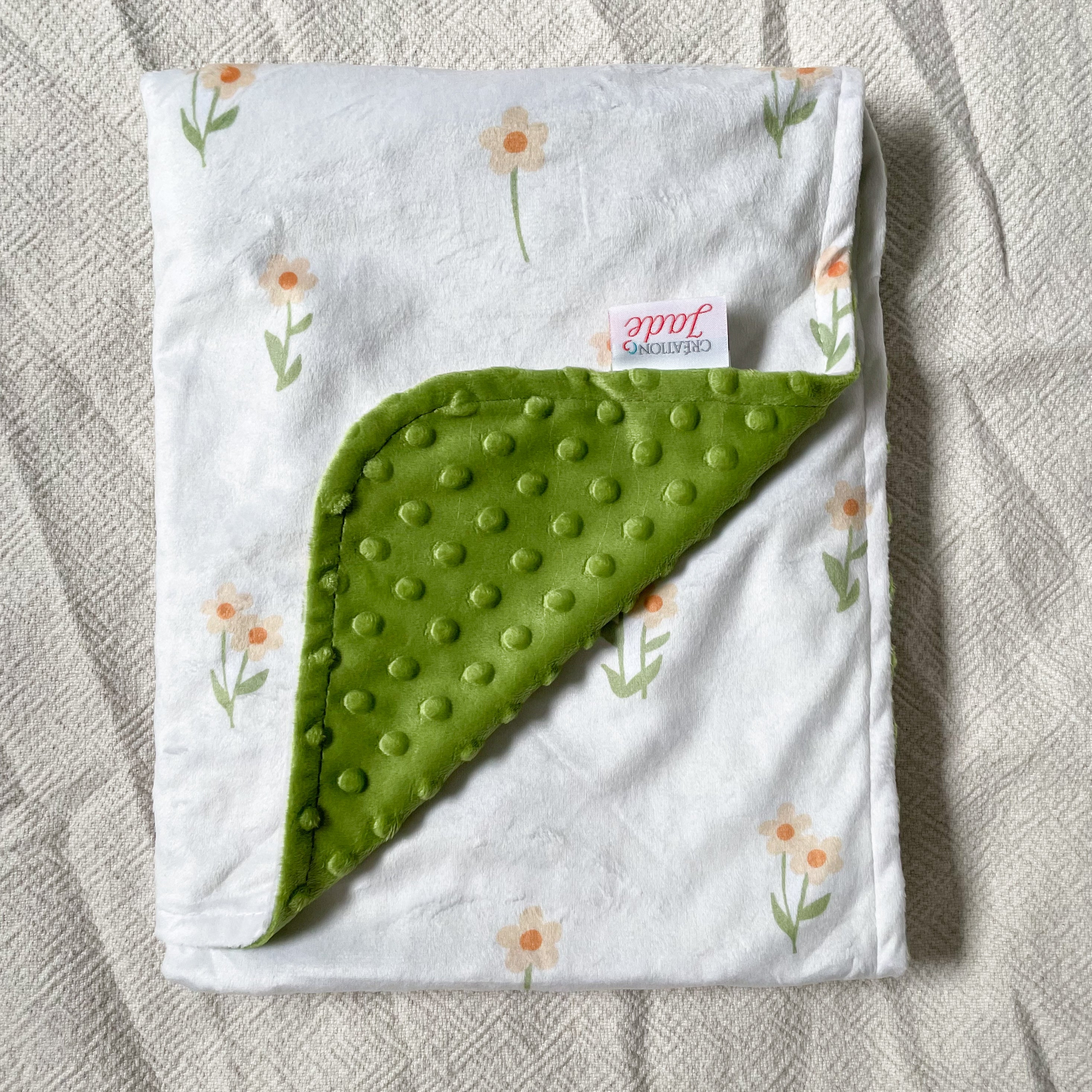 couverture bébé fille fleur pêche