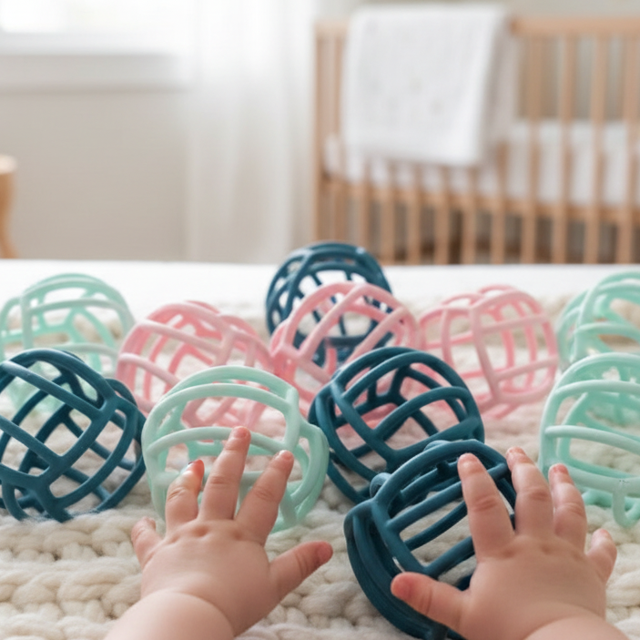 Orzbow Jouet Dentition Bébé, Silicone Telecommande Bebe avec Hochet bebe 0-3 Mois, Jouet Bebe 9 Mois, Anneau Dentition Bebe pour 0-12 Mois, Jeux Sensoriel Bebe de Qualité Alimentaire, Noir