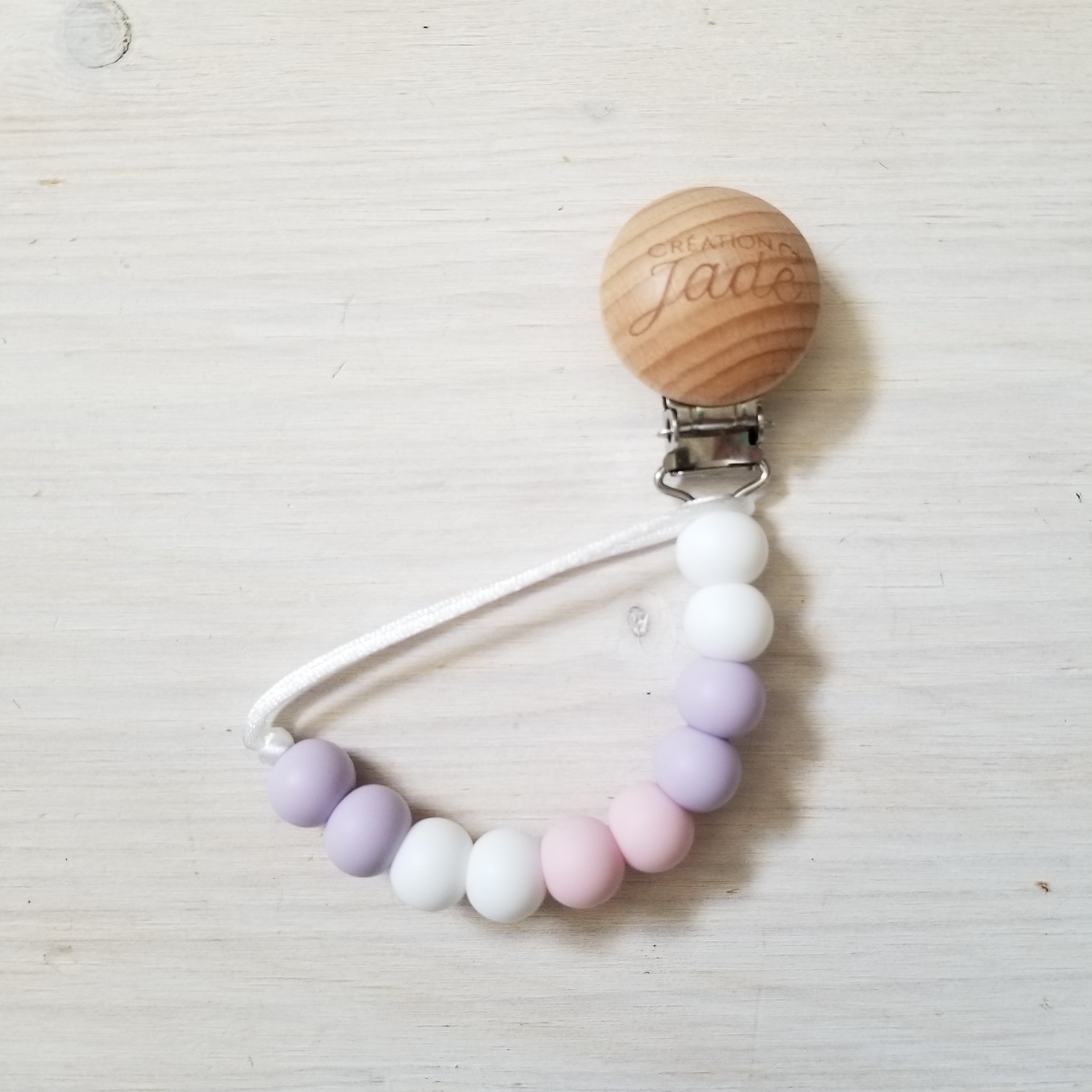 Nouveauté - Attache-suce Bois - Délicatesse Lilas