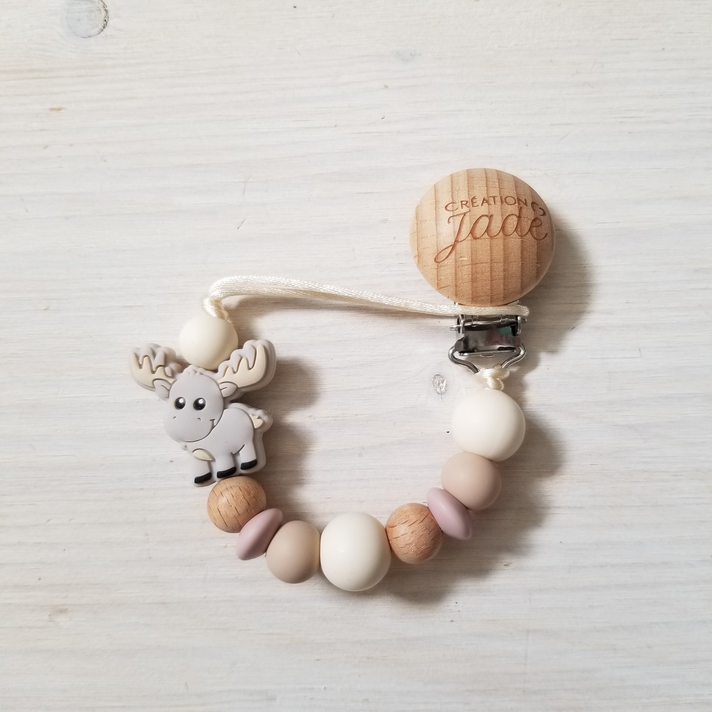 Nouveauté - Attache-suce Bois - Orignal blush