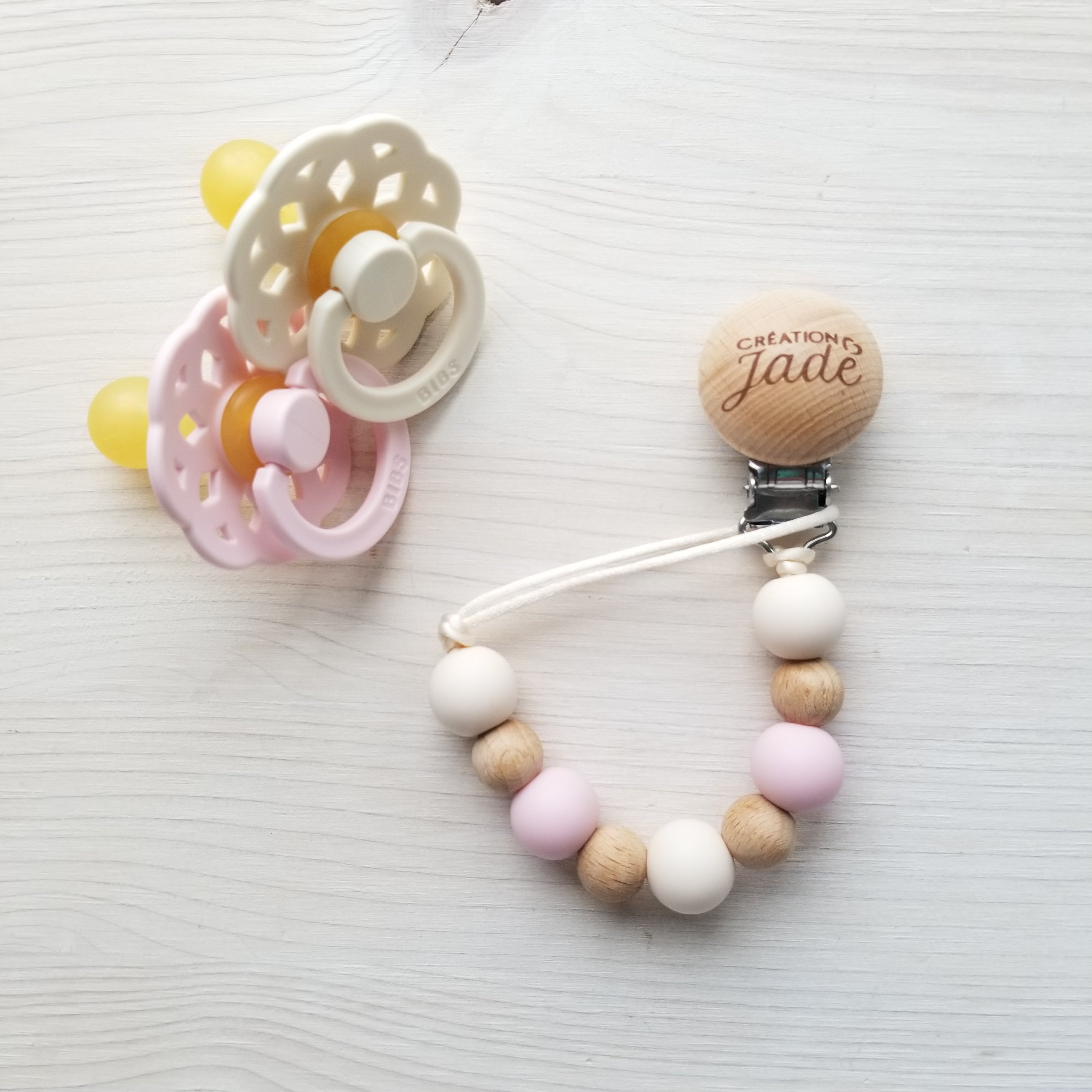 Attache-suce Bois - Admiration - Rose doux et ivoire