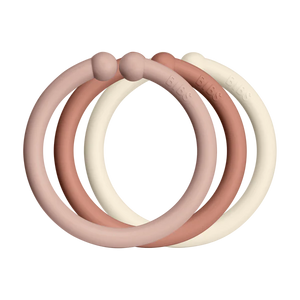 Bibs Loop - Linking toy- Blush, woodchuck and ivory